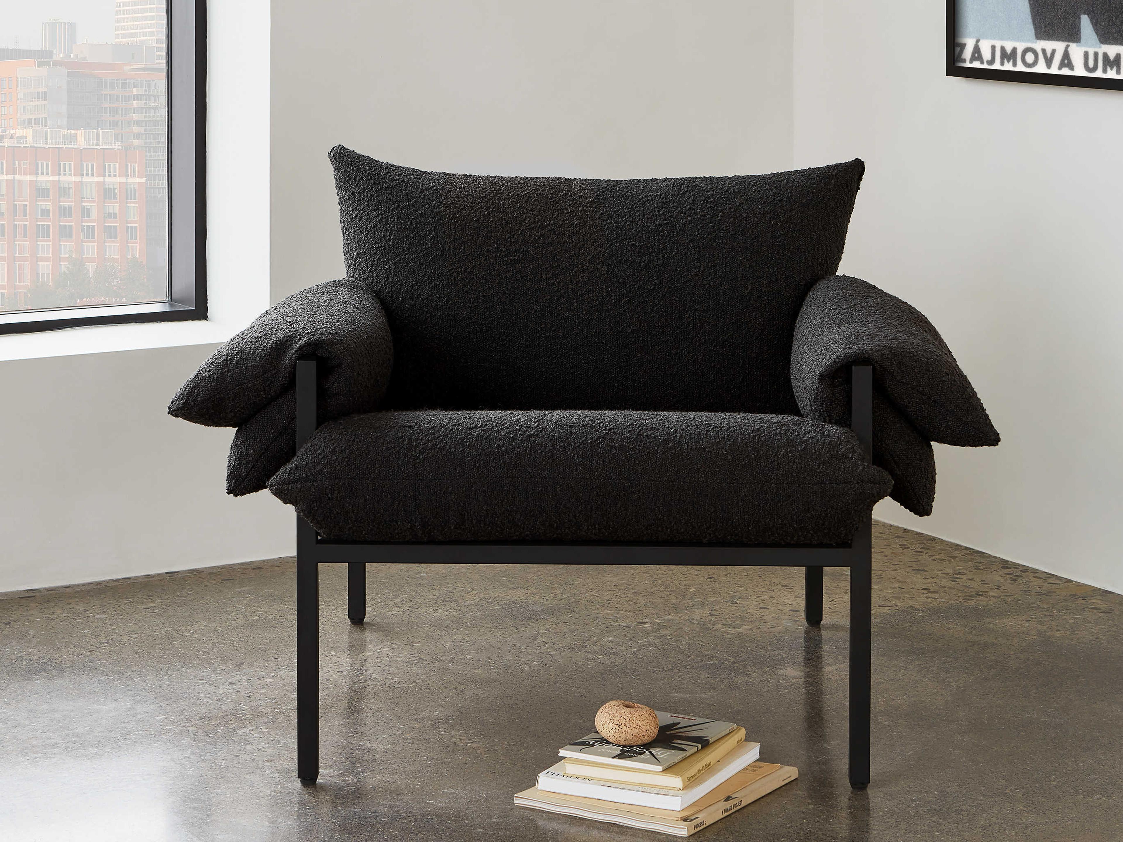 Gus* Modern Fulton Black Fabric Accent Chair
