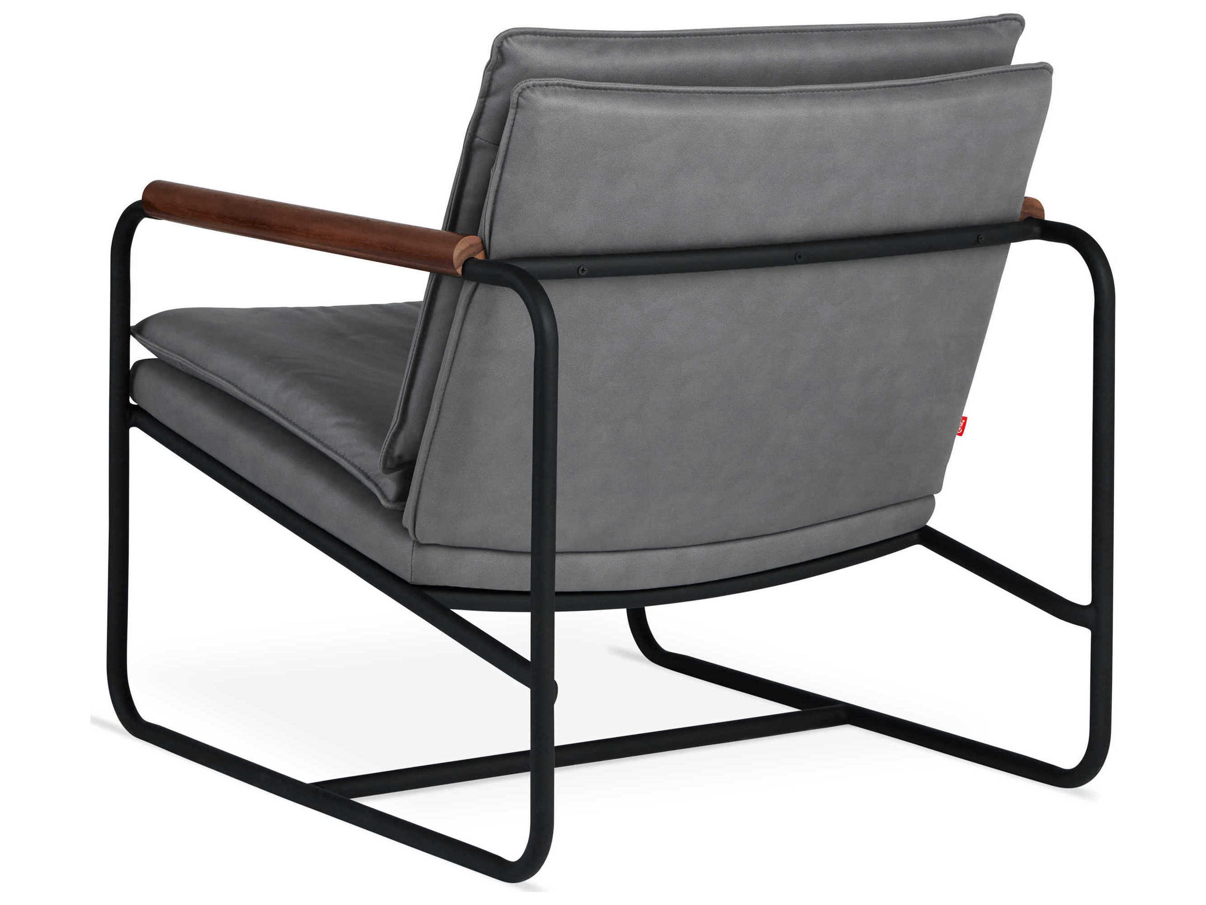 Gus* Modern Kelso Black Leather Accent Chair
