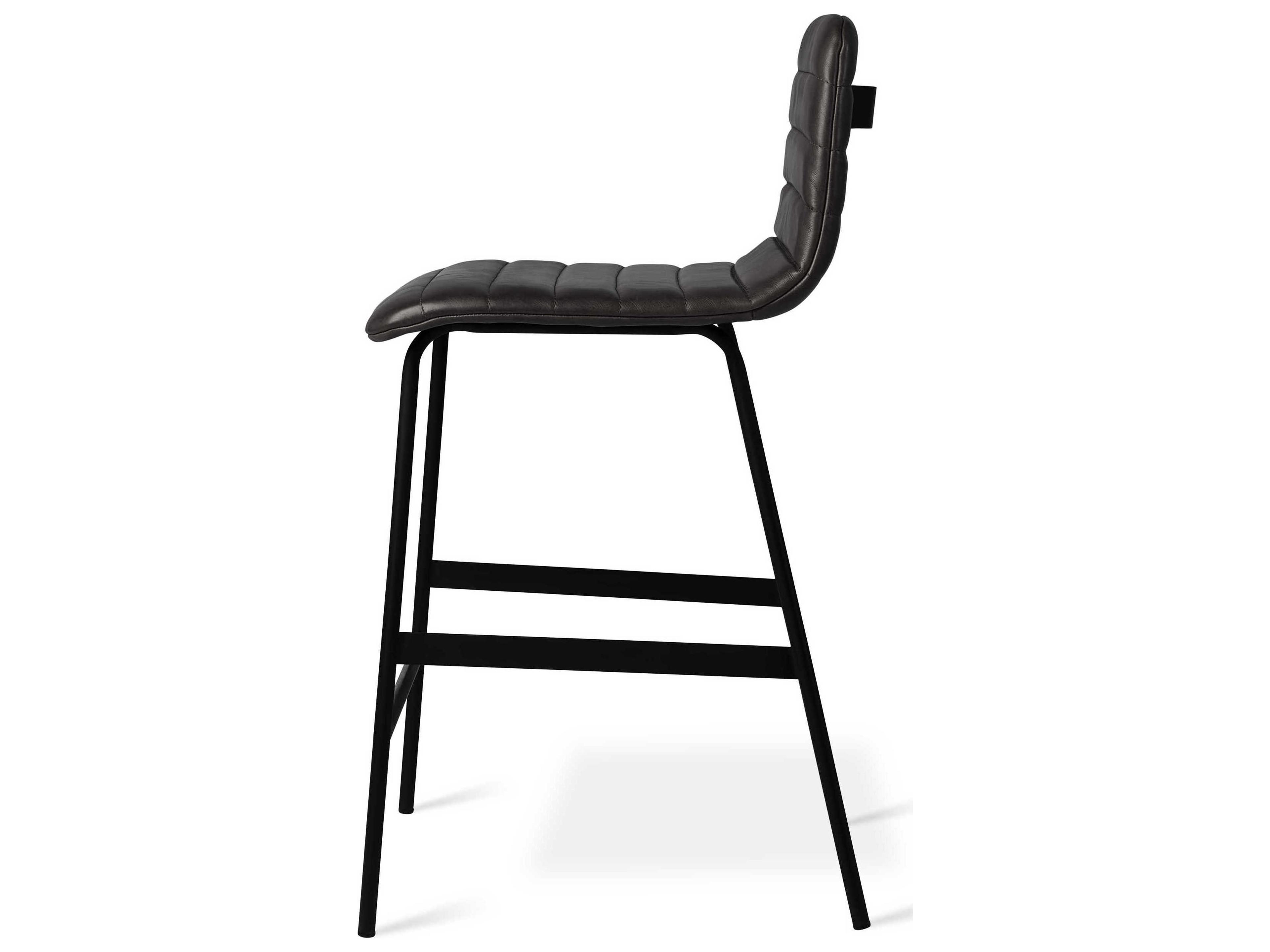 Gus* Modern Lecture Leather Saddle Black Counter Stool