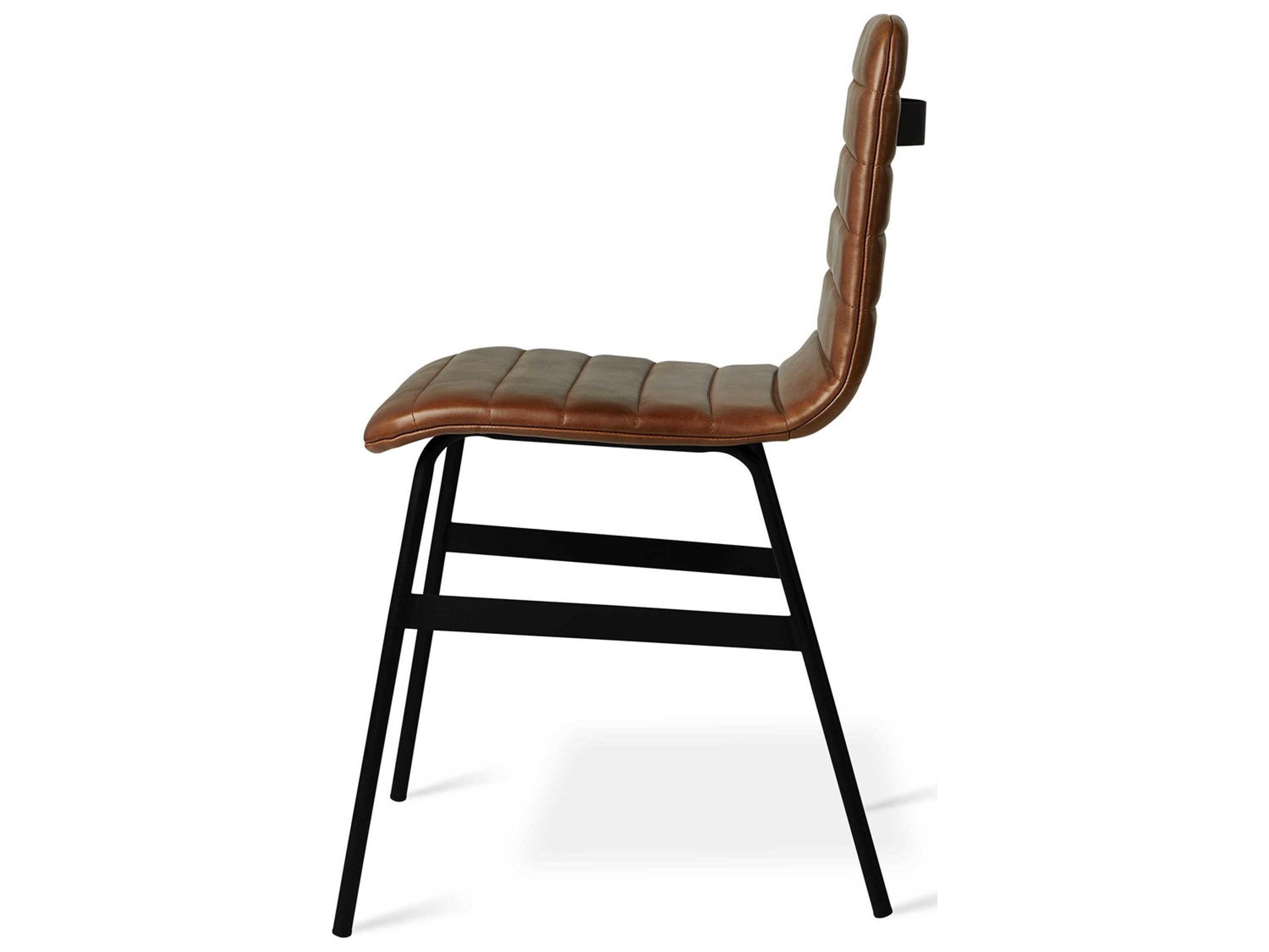 Gus* Modern Lecture Leather Brown Upholstered Side Dining Chair