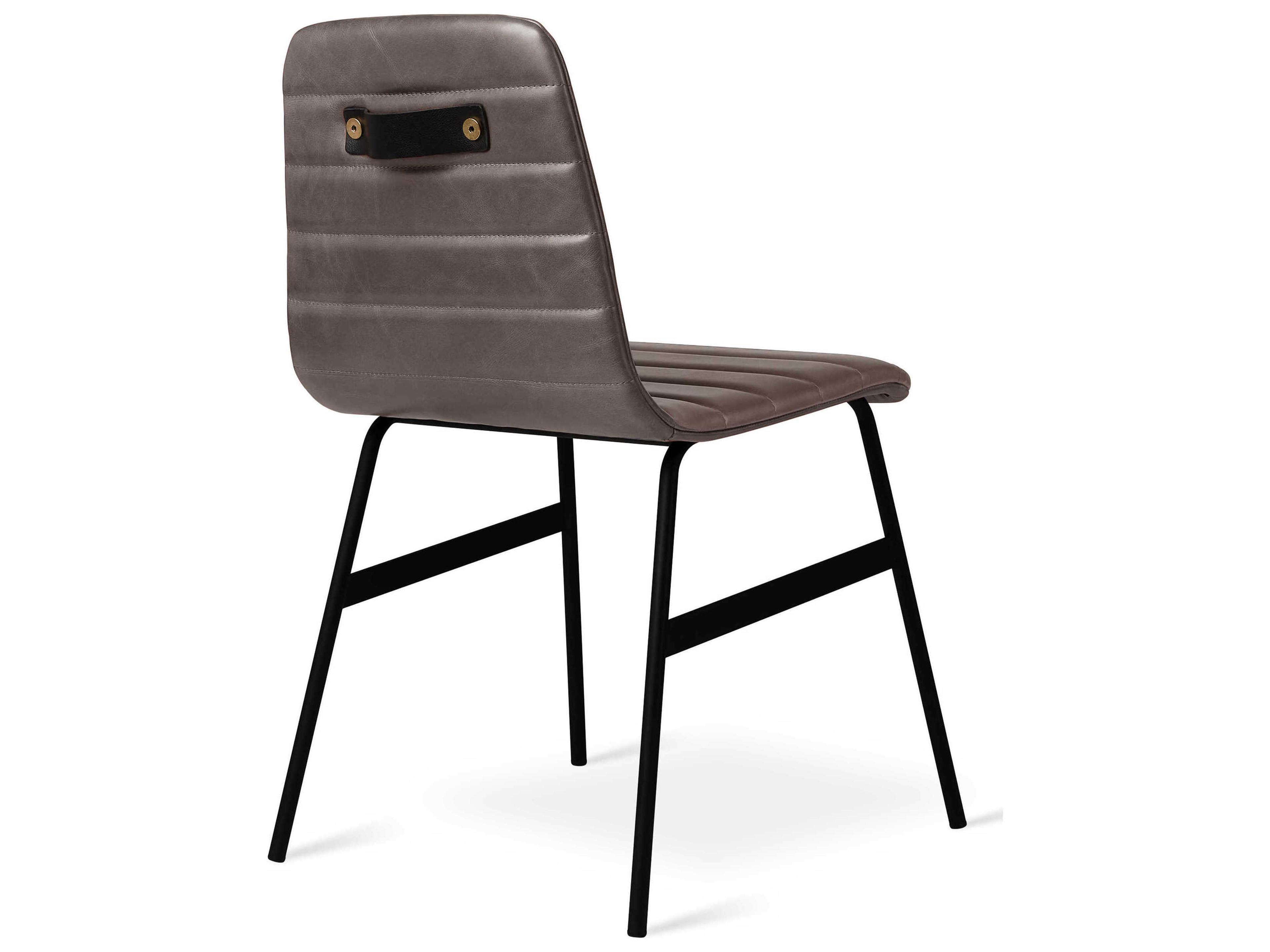Gus* Modern Lecture Leather Gray Upholstered Side Dining Chair