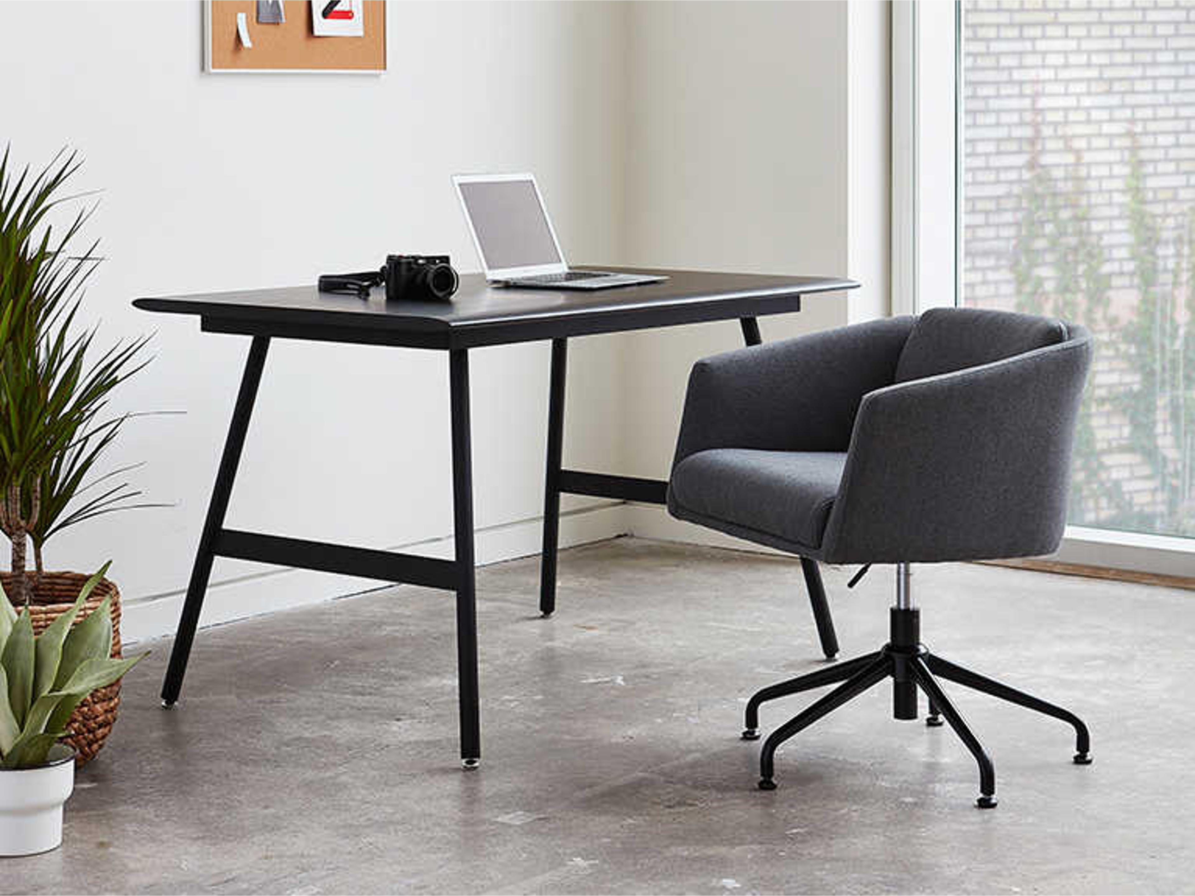 Gus* Modern Radius Gray Upholstered Adjustable Swivel Executive Desk Chair