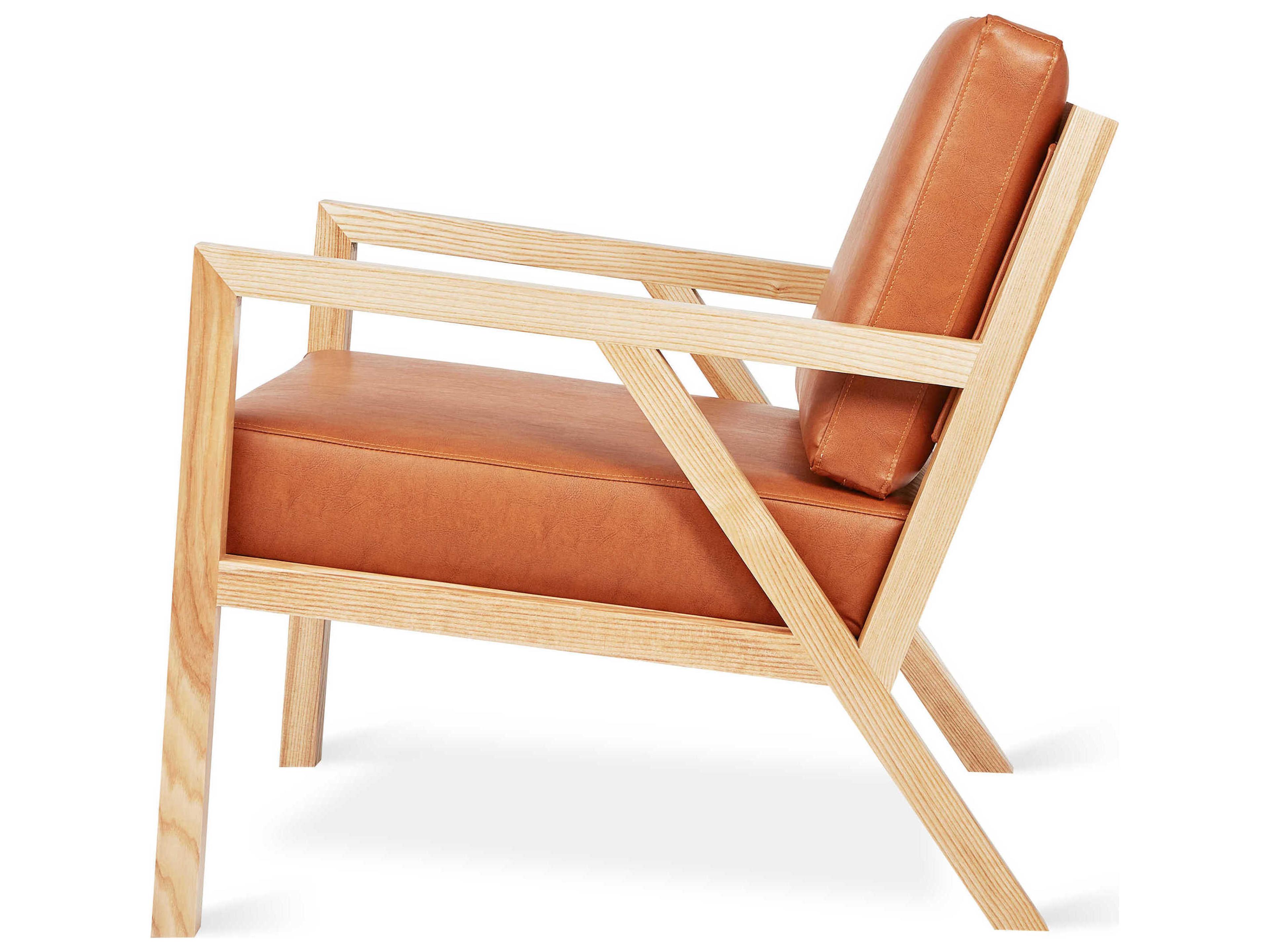 Gus* Modern Truss Brown Leather Accent Chair