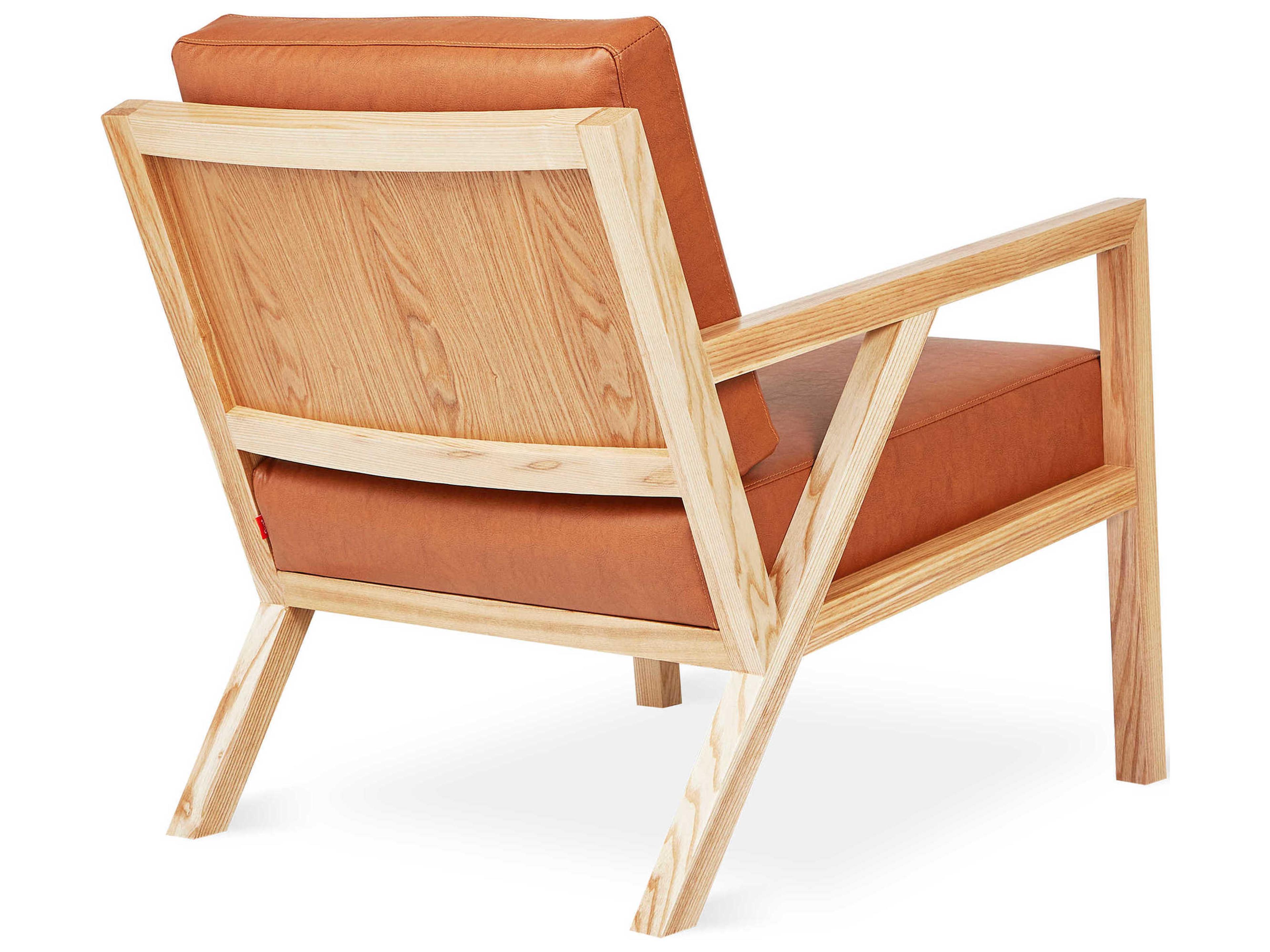 Gus* Modern Truss Brown Leather Accent Chair