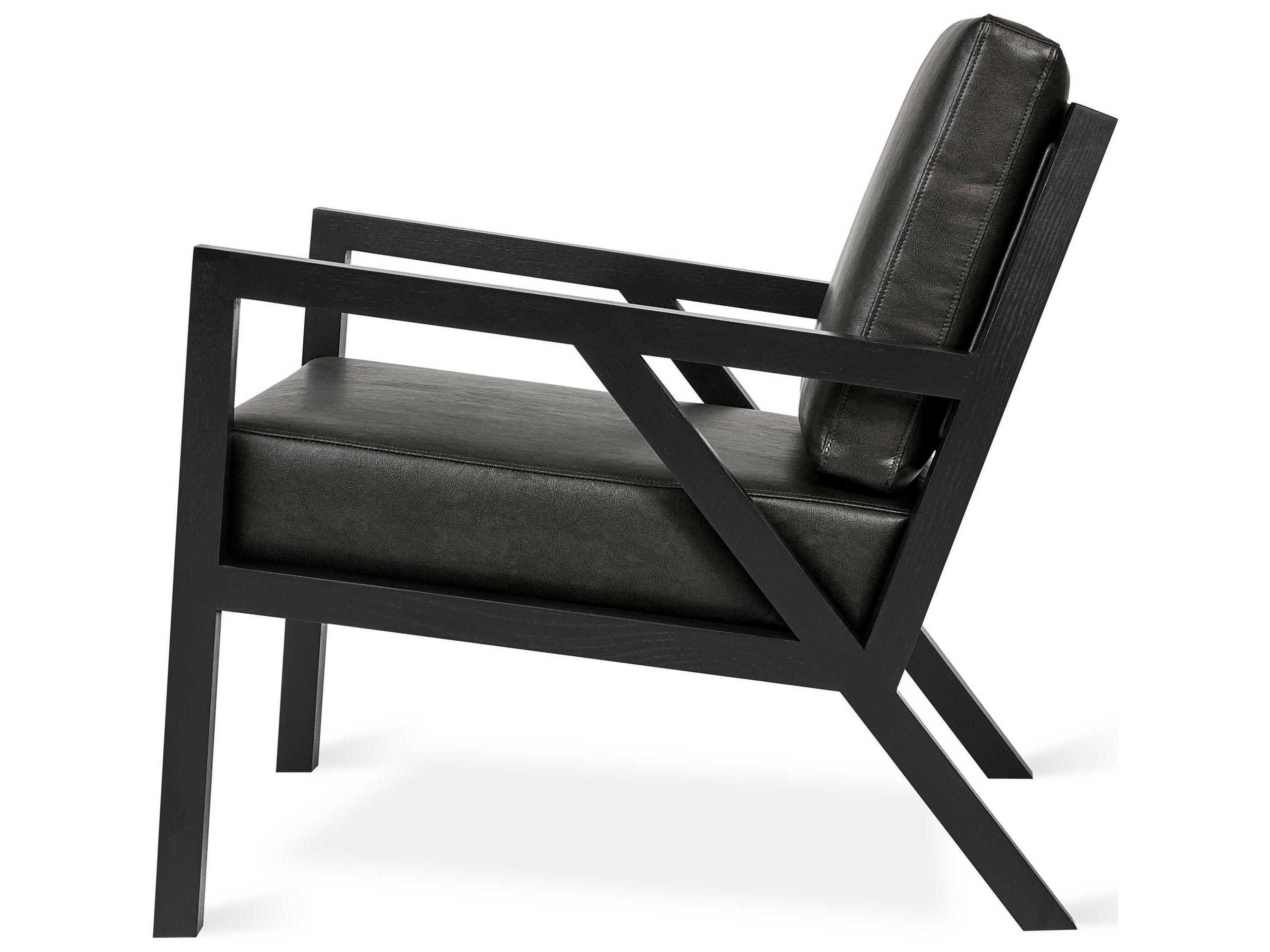 Gus* Modern Truss Black Leather Accent Chair