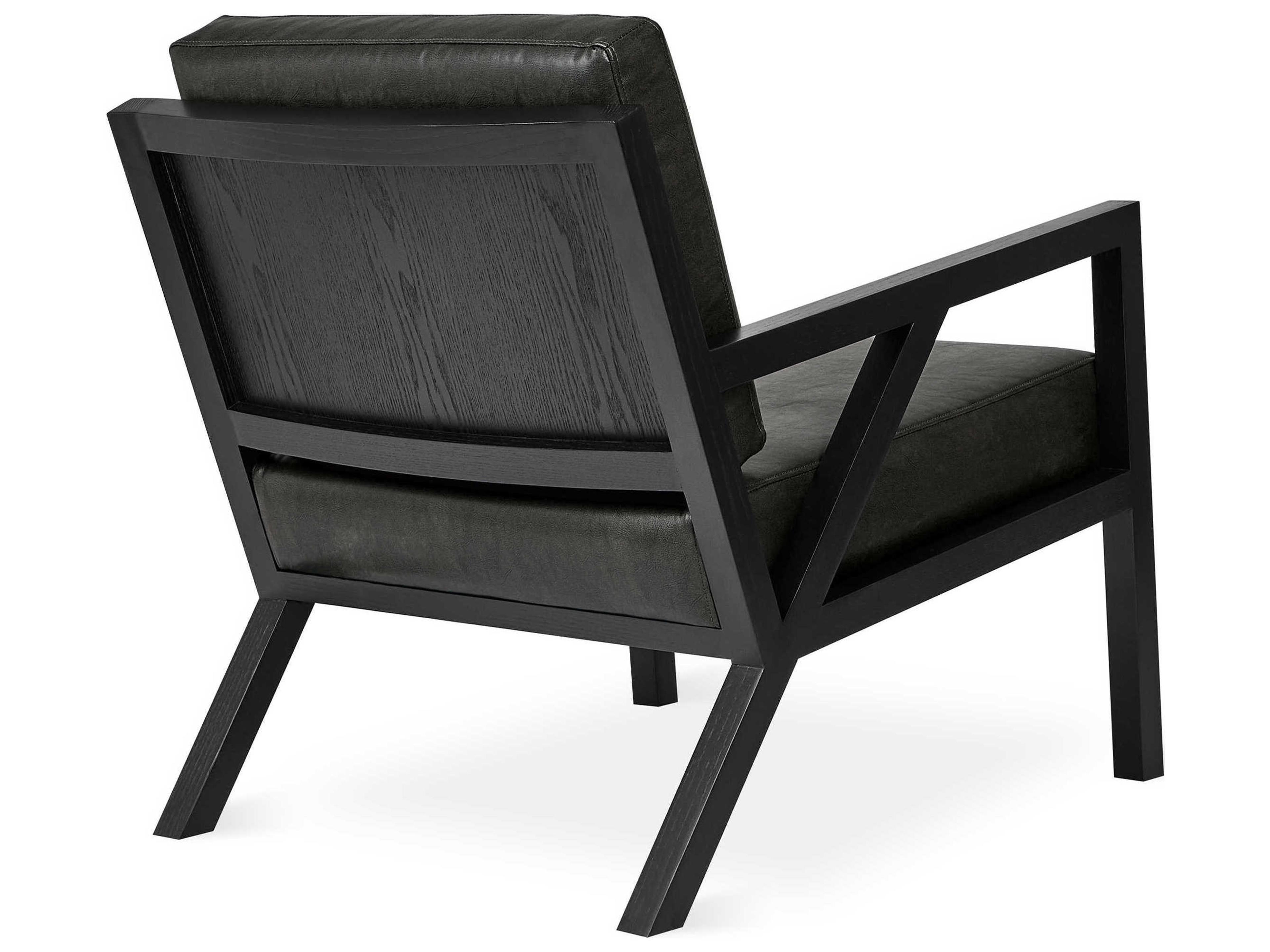 Gus* Modern Truss Black Leather Accent Chair