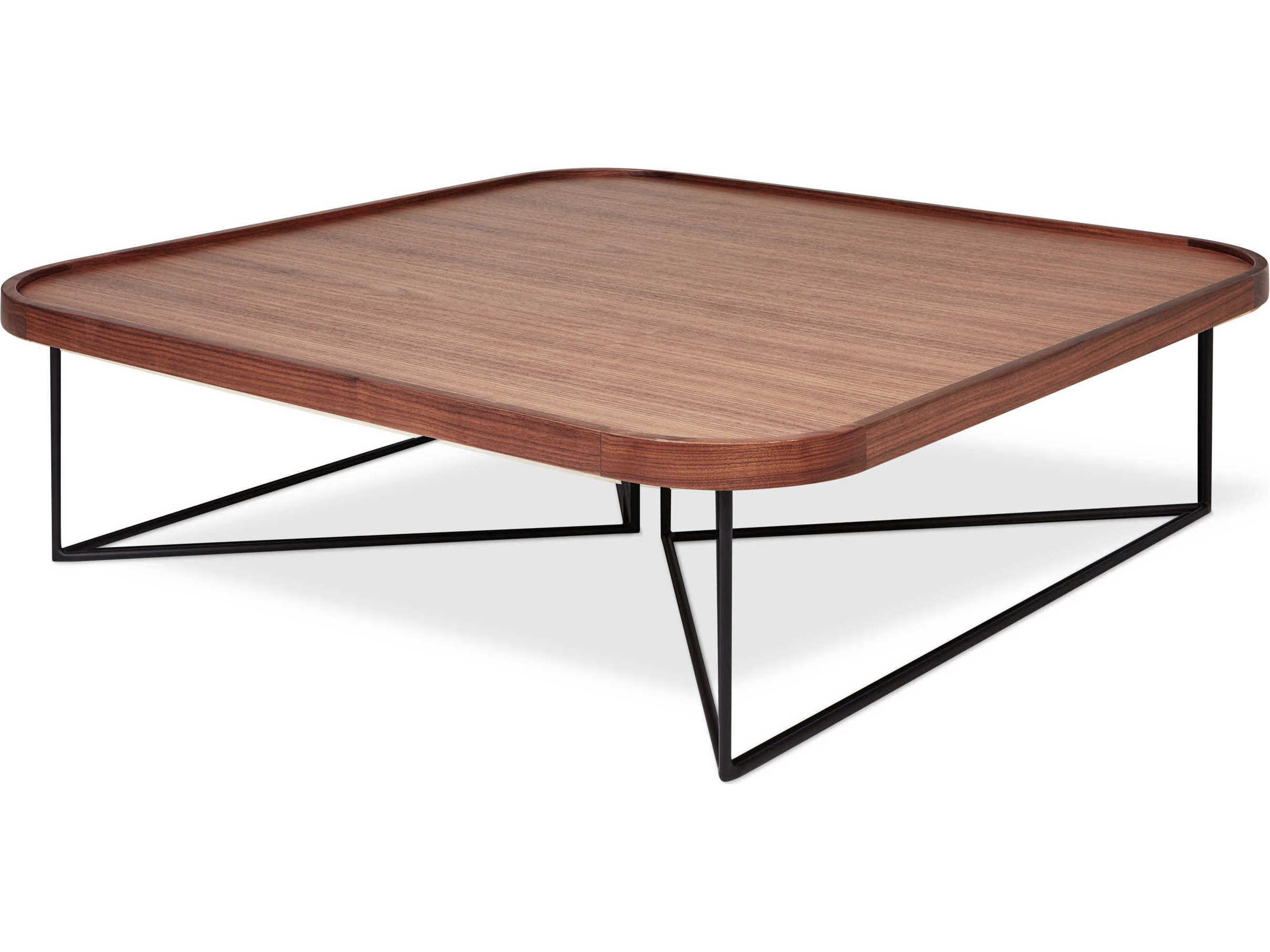 Porter Square Wood Walnut Black Coffee Table