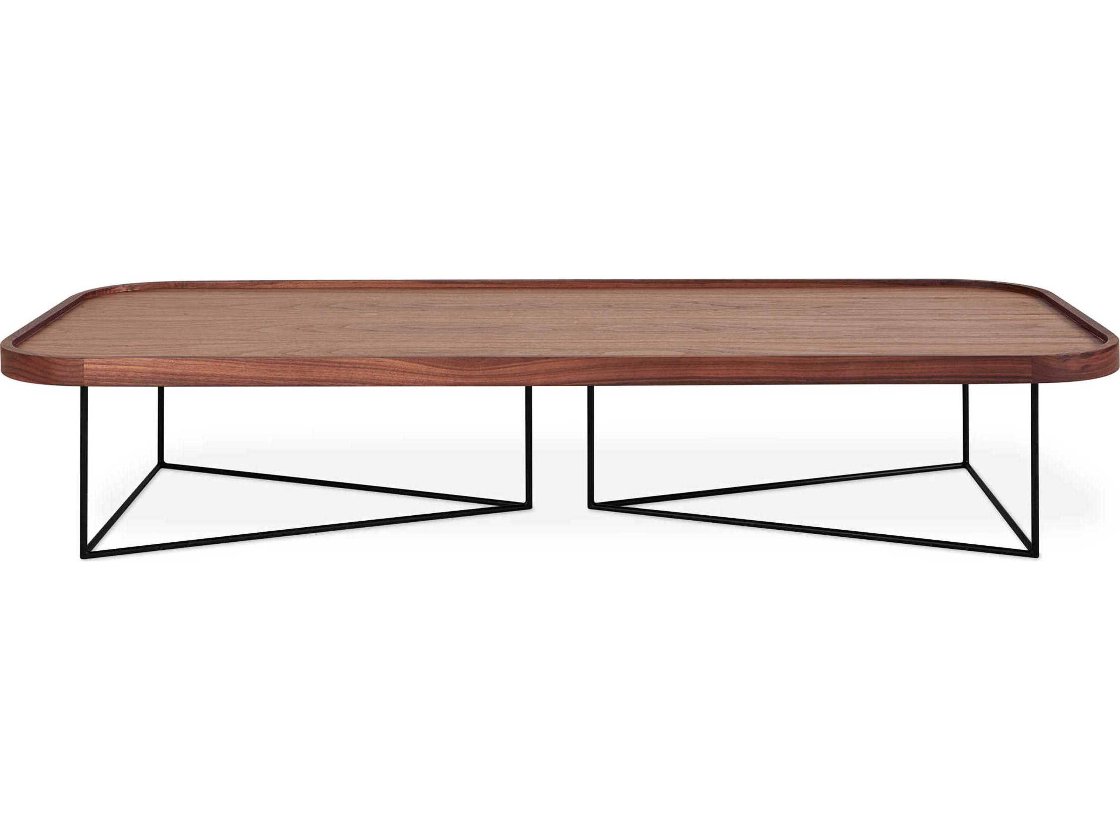 Gus* Modern Porter Rectangular Wood Walnut Black Coffee Table