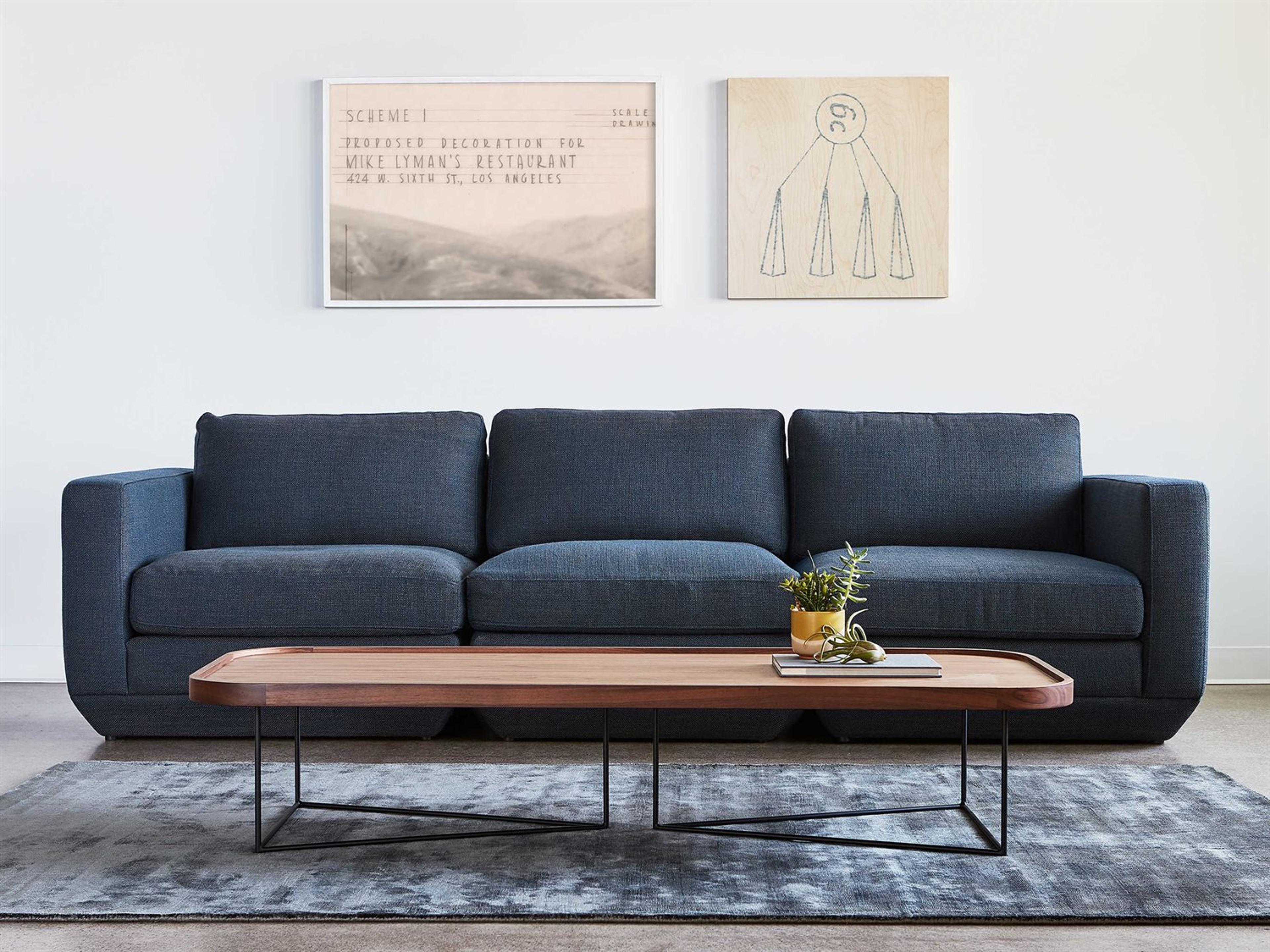 Gus* Modern Porter Rectangular Wood Walnut Black Coffee Table