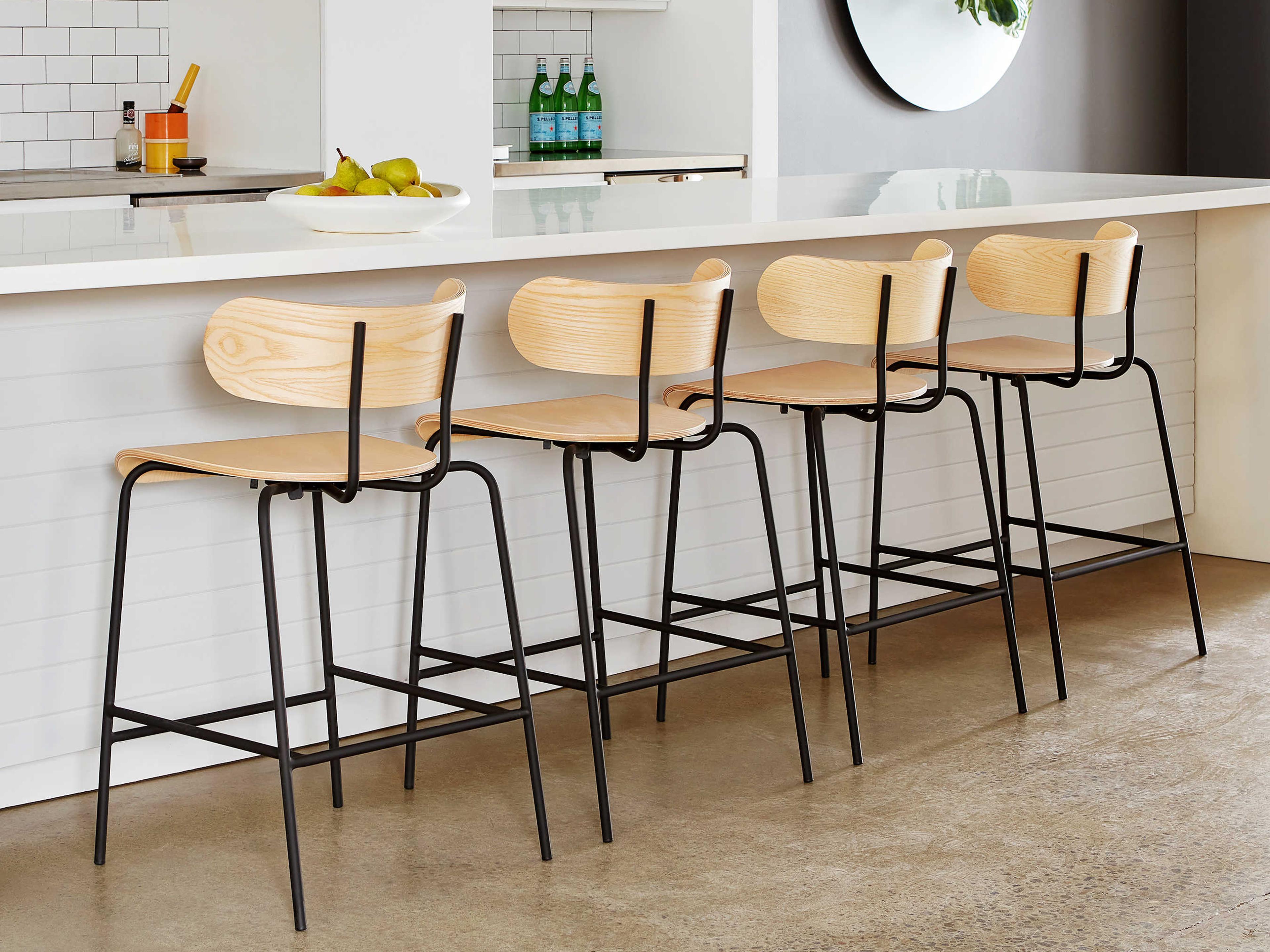 Gus* Modern Bantam Ash Wood Black Blonde Counter Stool