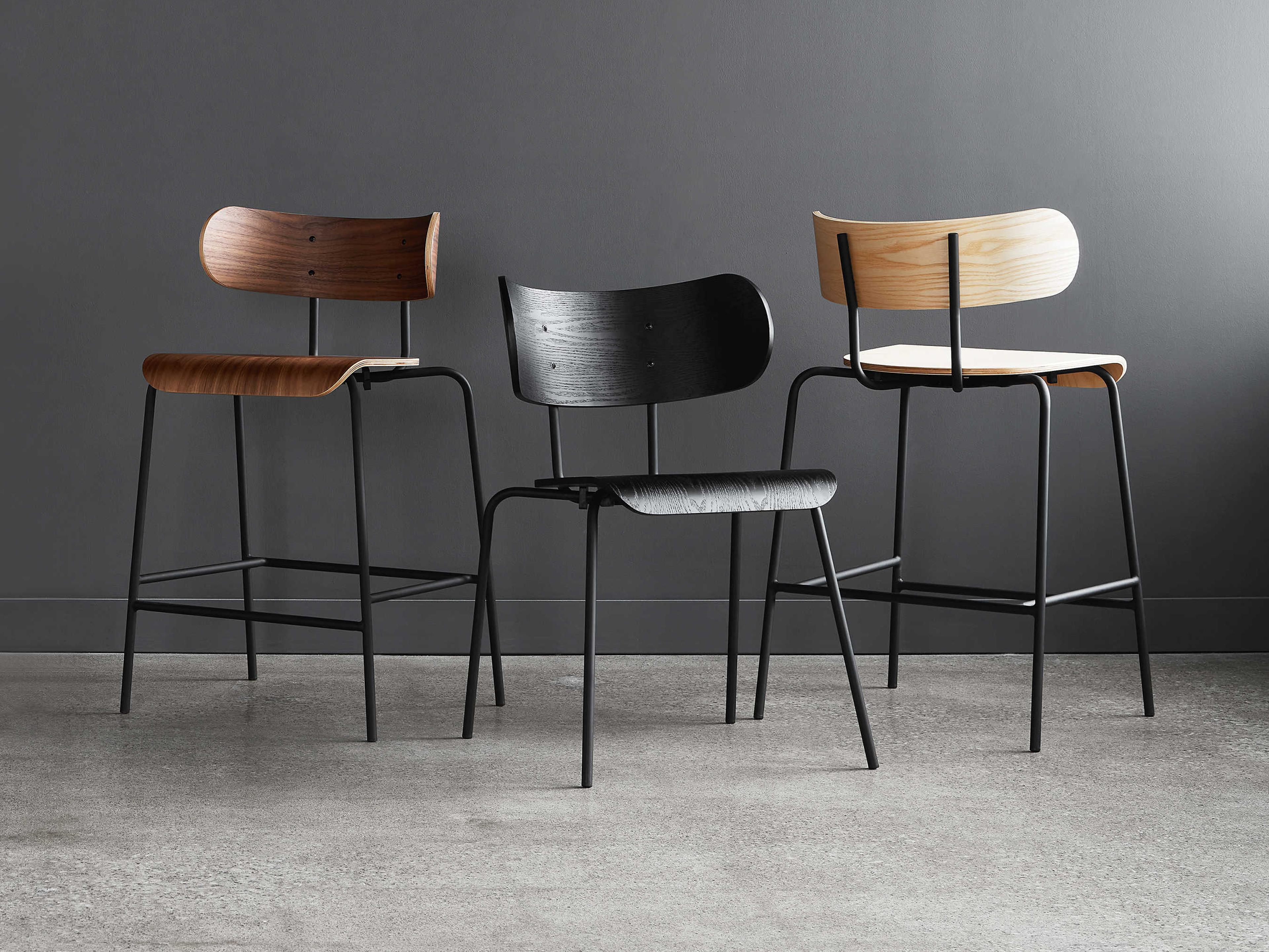 Gus* Modern Bantam Ash Wood Black Blonde Counter Stool