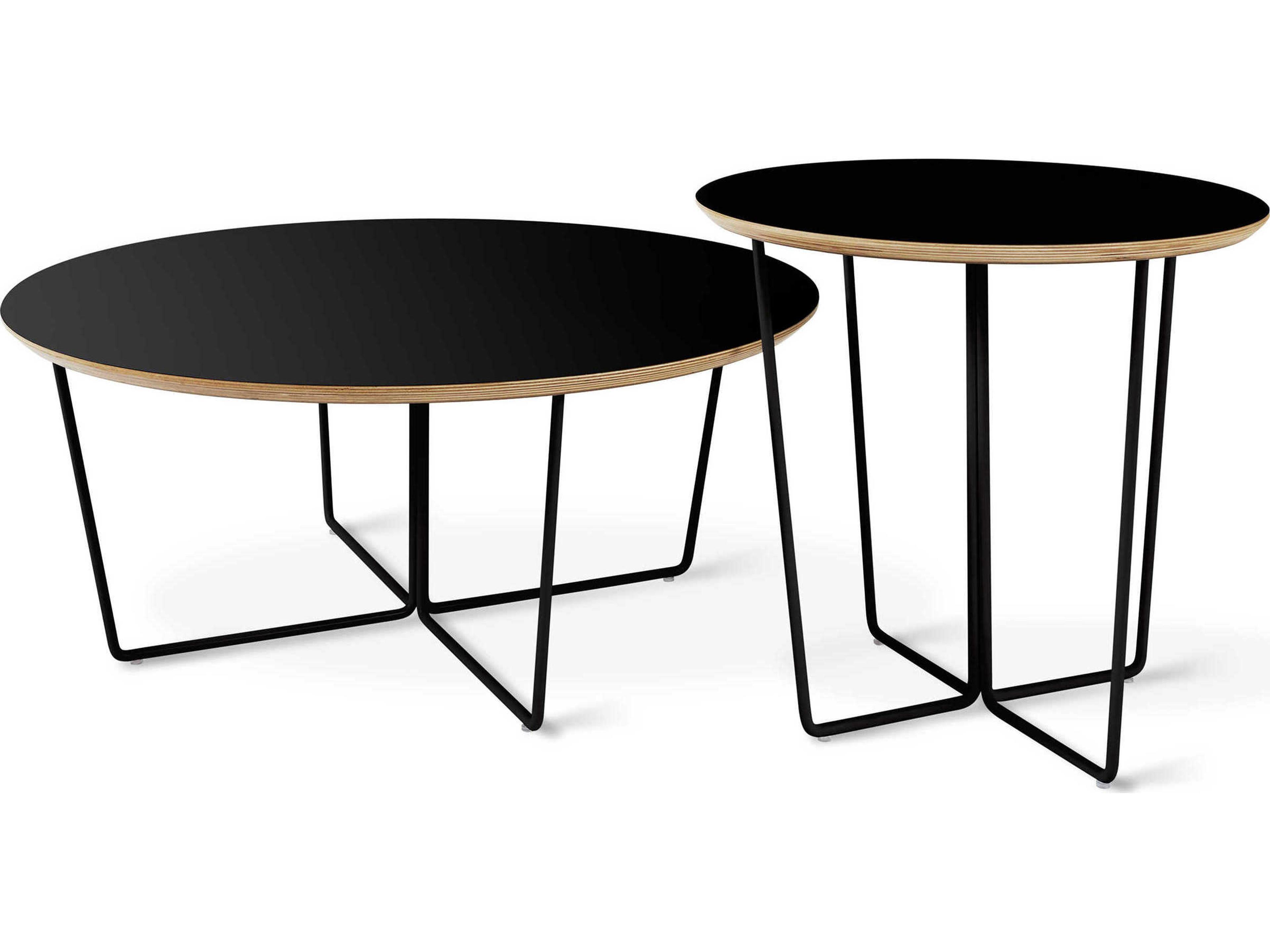 Gus* Modern Array Round Wood Black Coffee Table