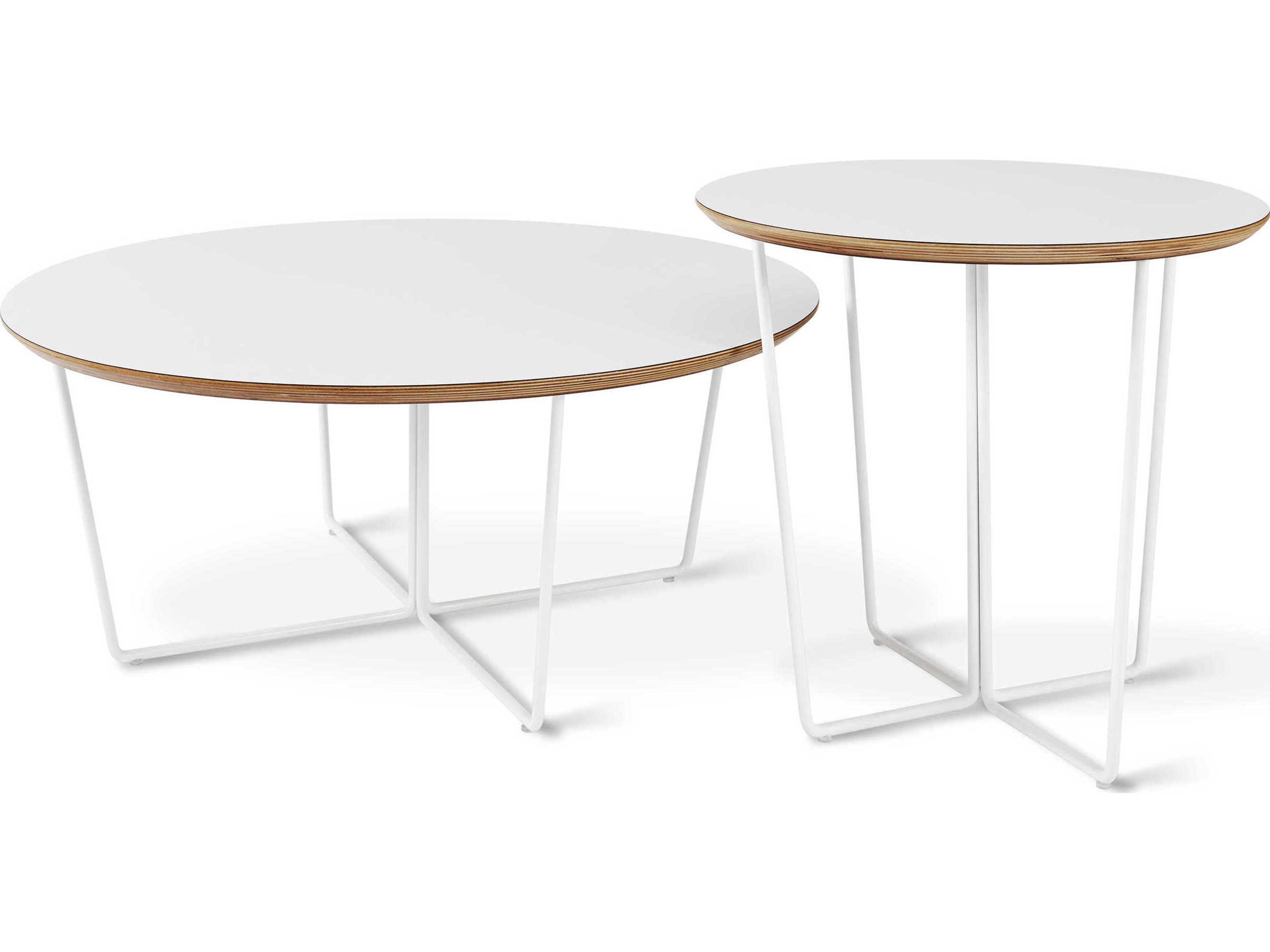 Gus* Modern Array Round Wood White Coffee Table