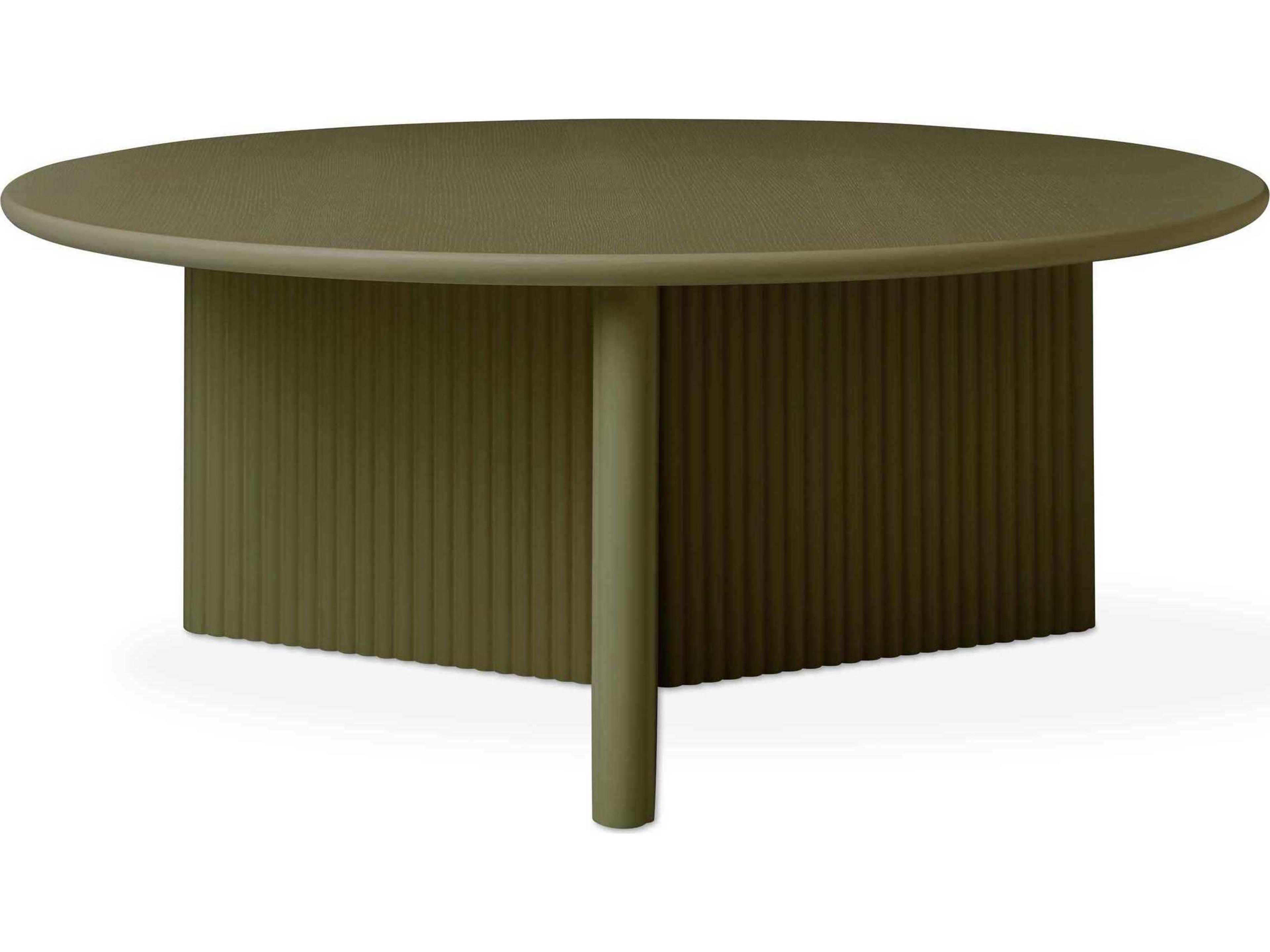 Gus* Modern Odeon Round Wood Olive Coffee Table