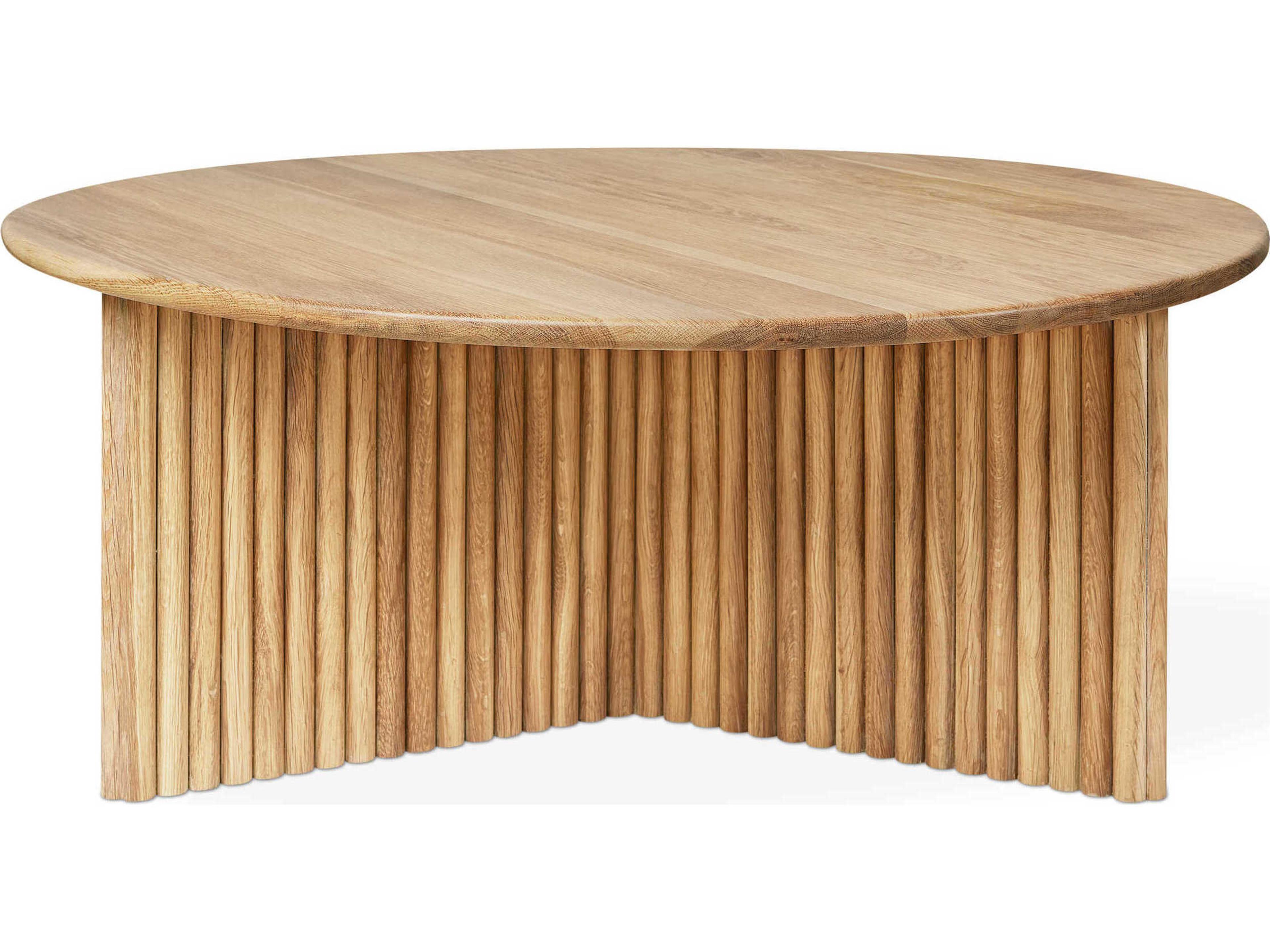 Gus* Modern Odeon Round Wood White Oak Coffee Table