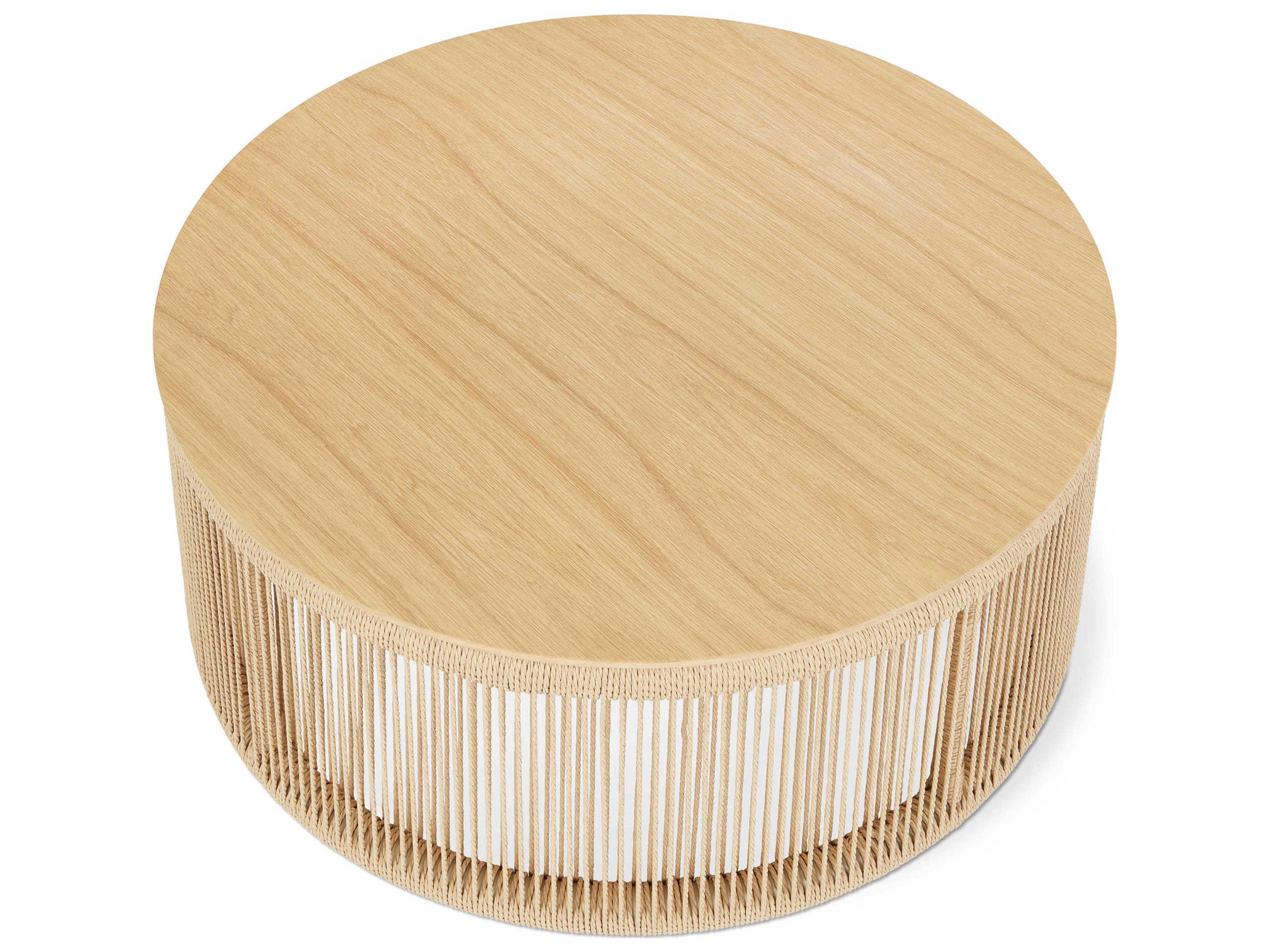 Gus* Modern Palma Round Wood White Oak Coffee Table