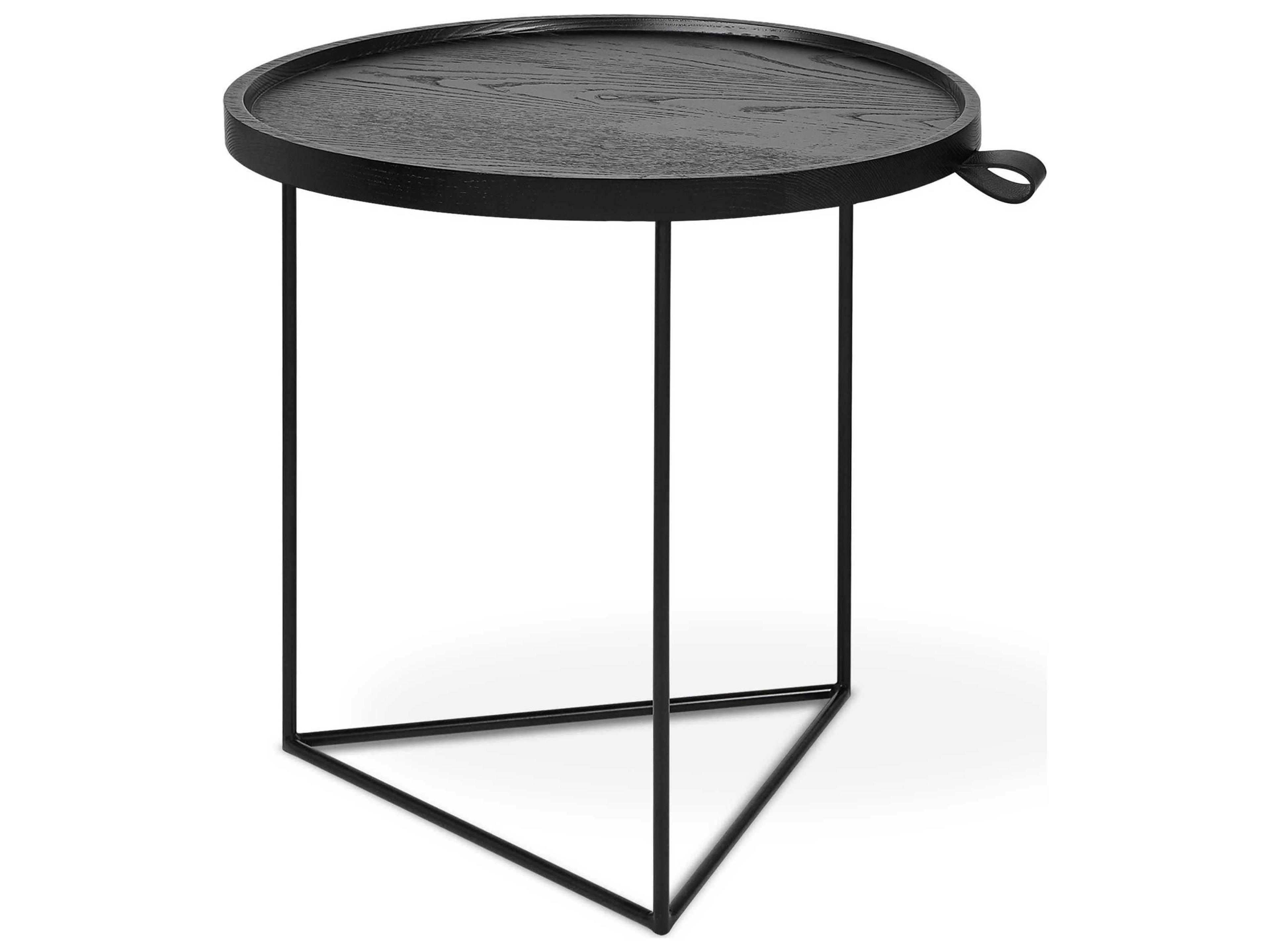 Porter Round Wood Ash Black End Table