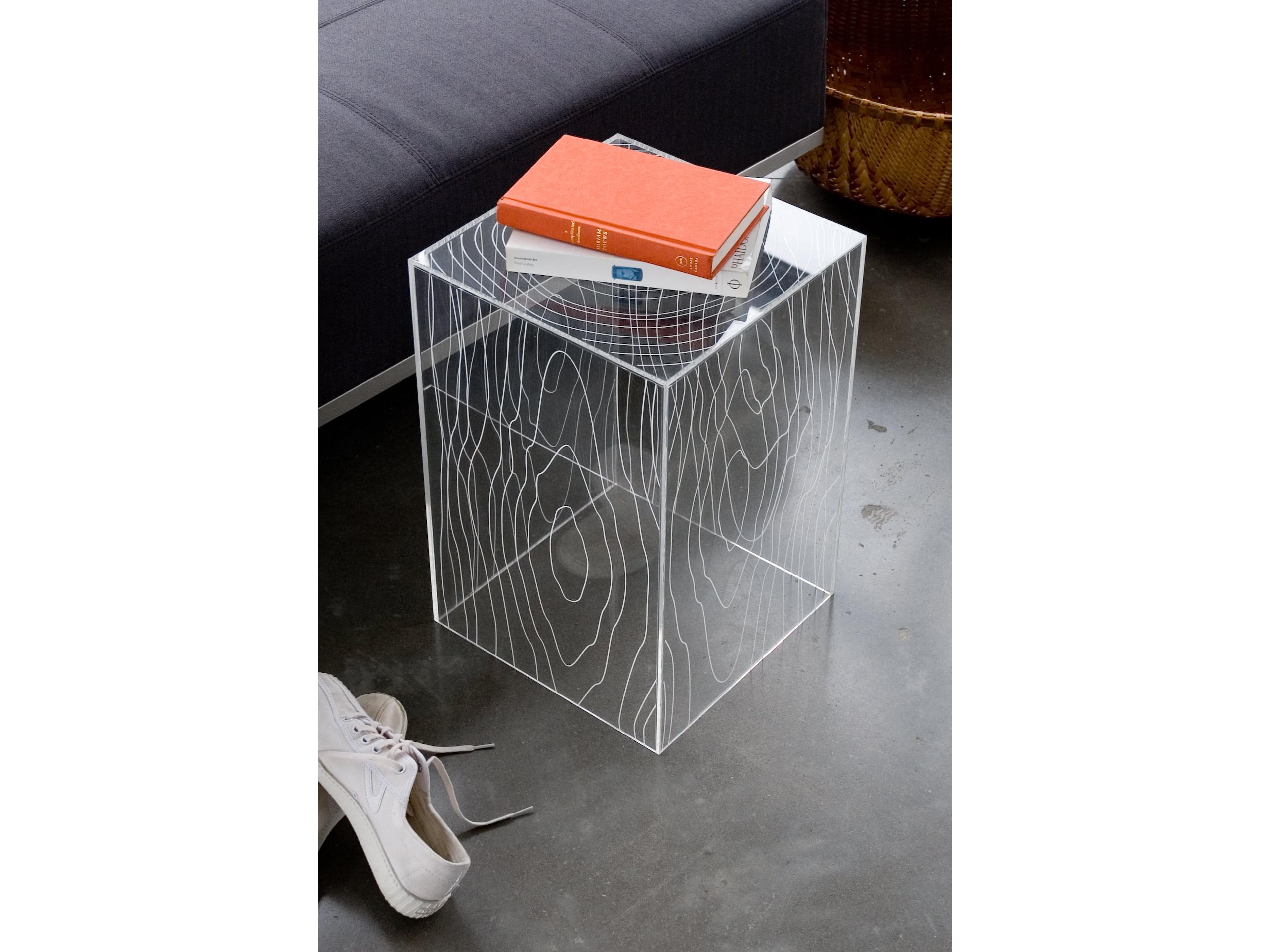 Gus* Modern Timber Square Glass Clear Acrylic End Table