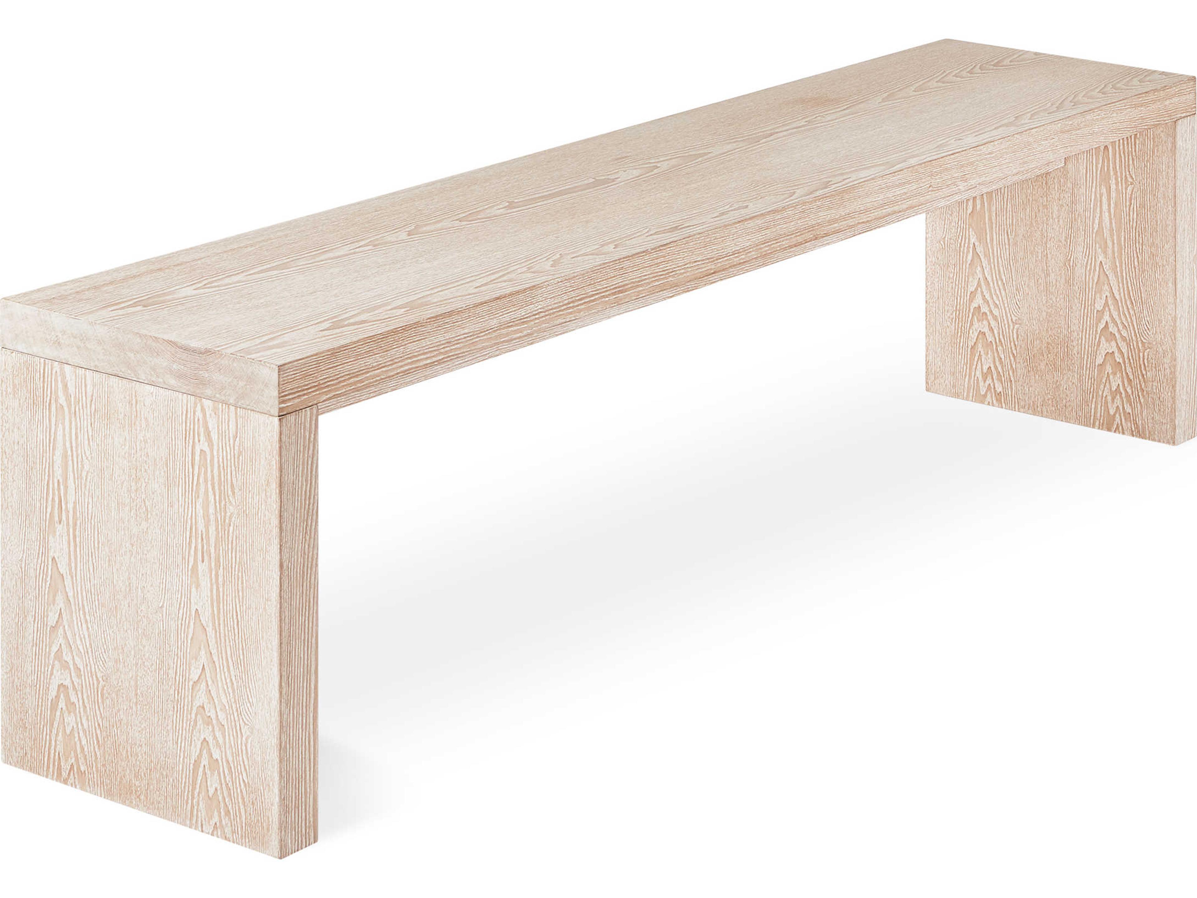 Plank White Wash Beige Accent Bench