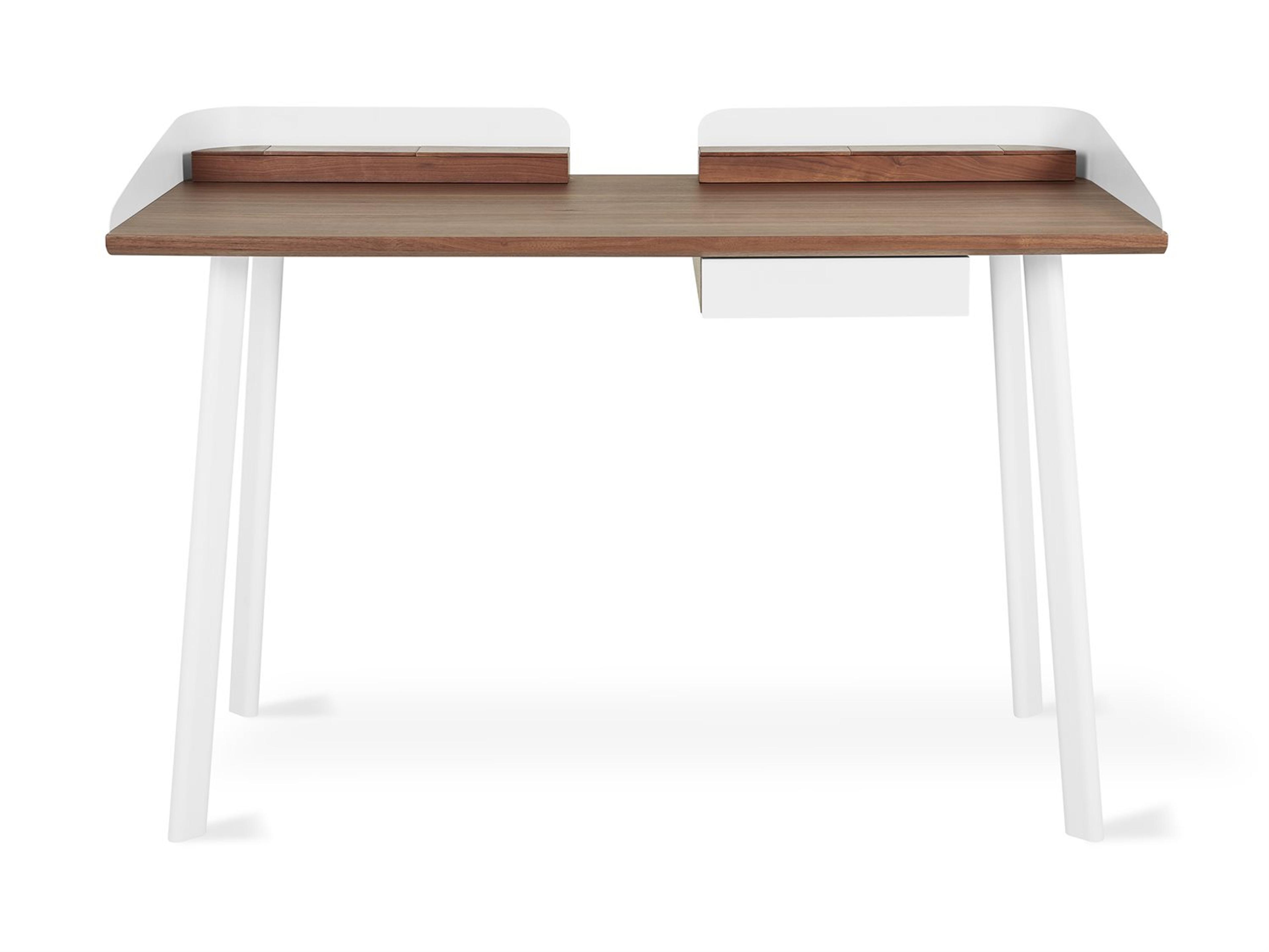 Gus* Modern Gander Walnut White Brown Wood Computer Desk