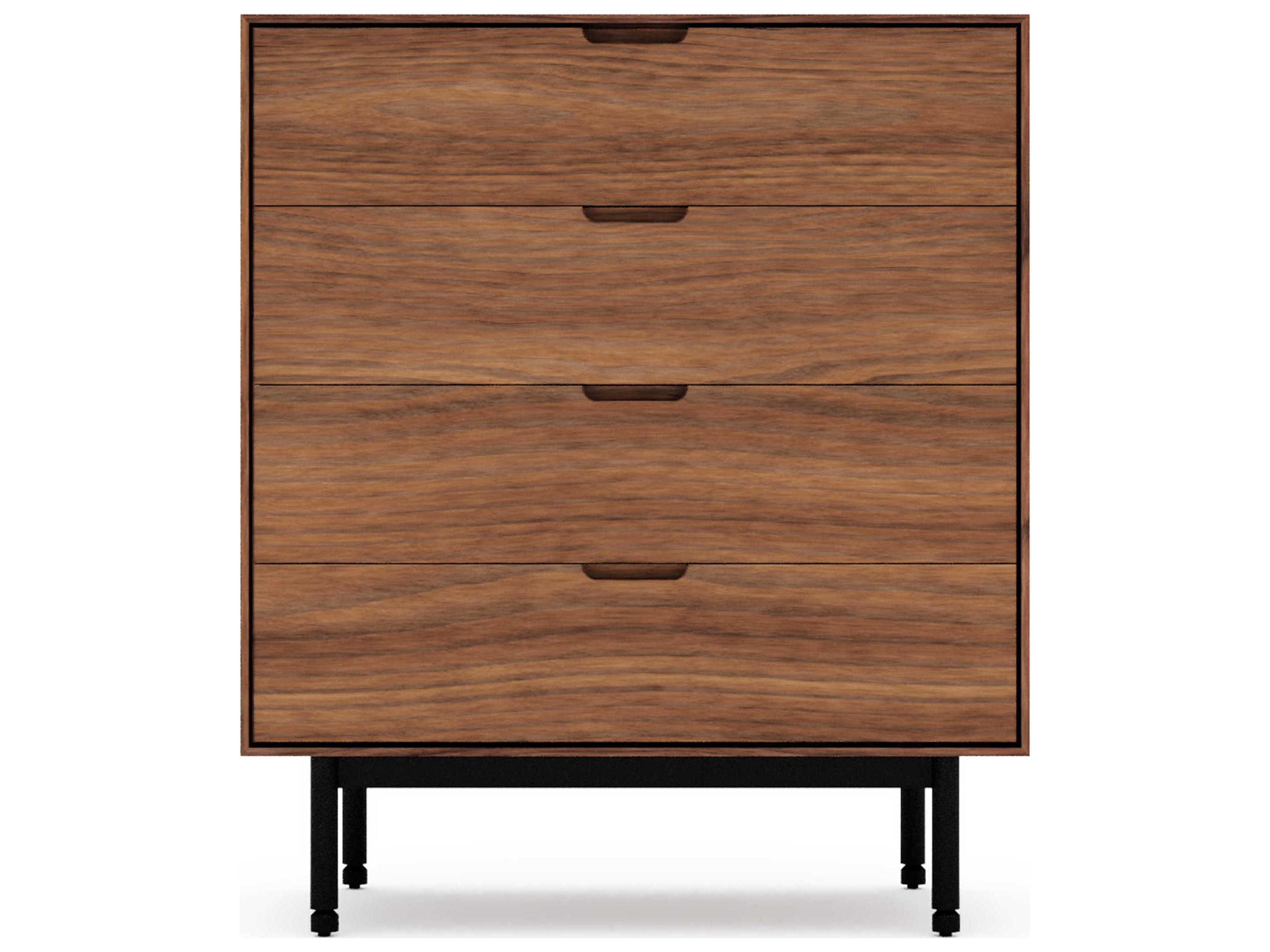 Gus* Modern Munro 4-Drawers Brown Walnut Wood Dresser