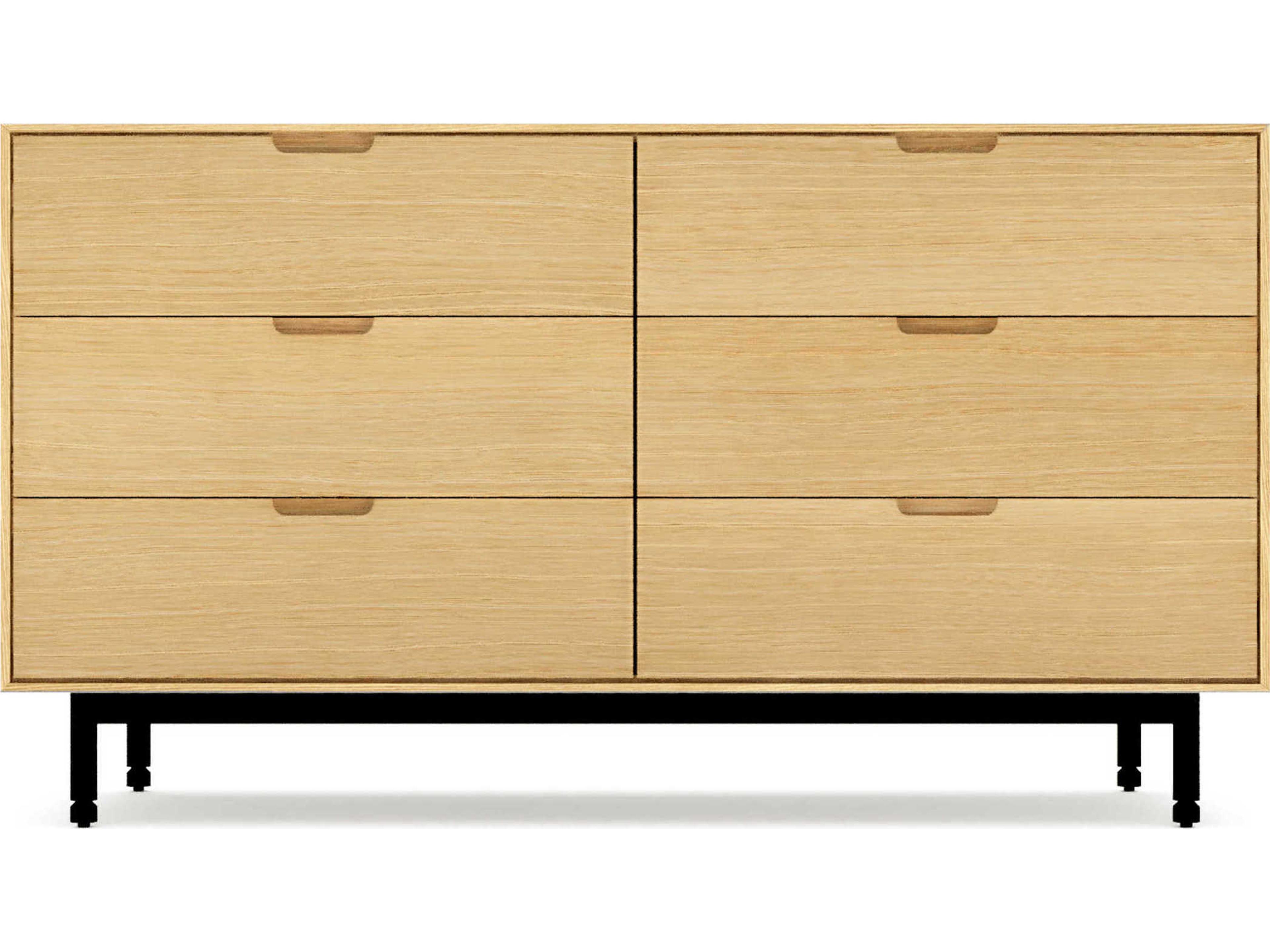 Gus* Modern Munro 6-Drawers Black Oak Wood Double Dresser