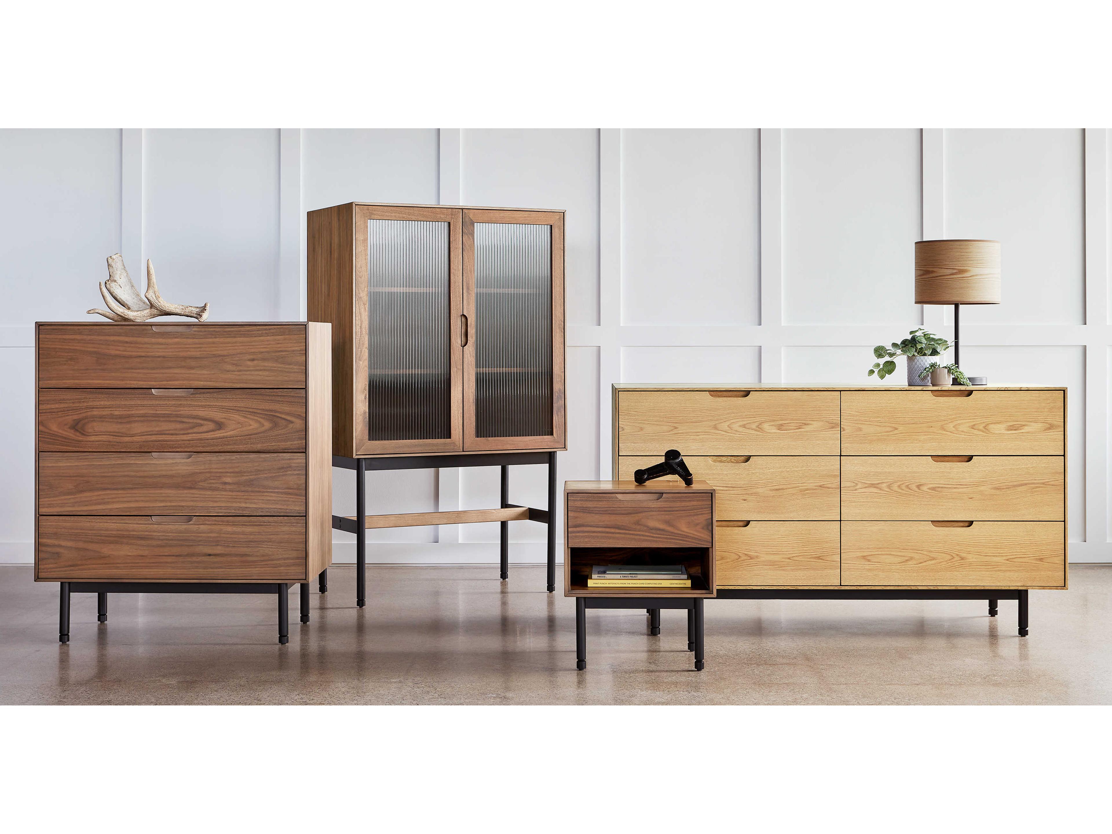 Gus* Modern Munro 6-Drawers Black Oak Wood Double Dresser