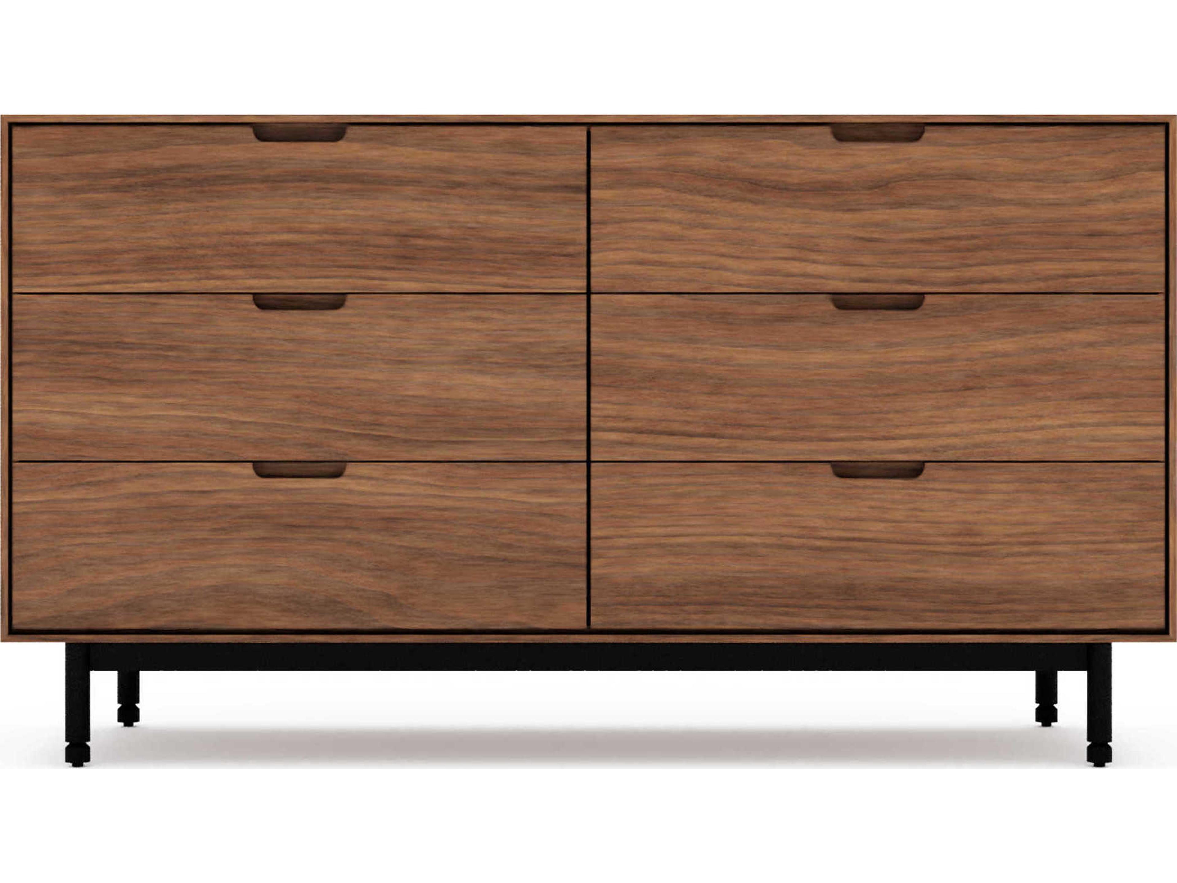 Gus* Modern Munro 6-Drawers Black Walnut Wood Double Dresser