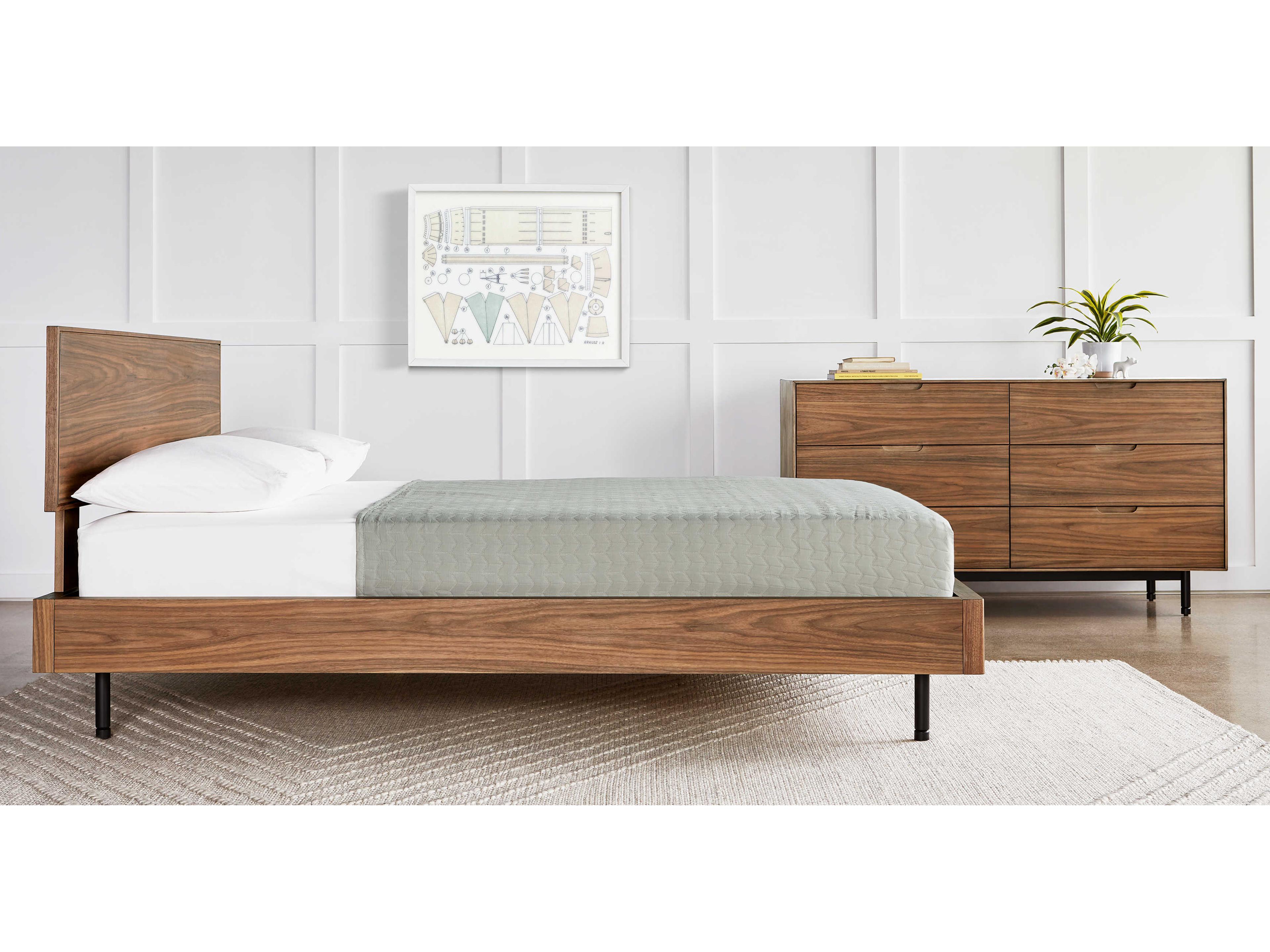 Gus* Modern Munro 6-Drawers Black Walnut Wood Double Dresser