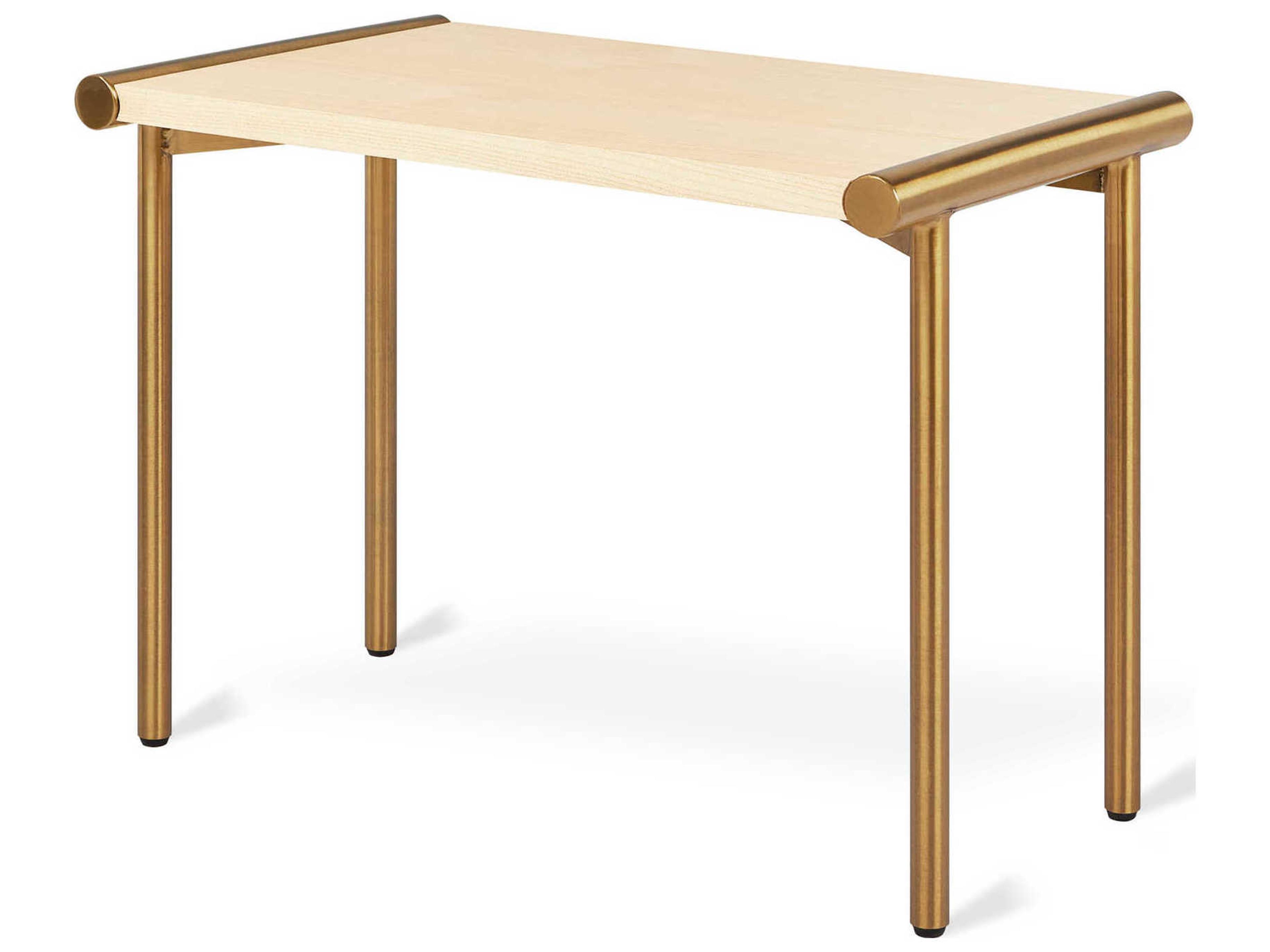Manifold Rectangular Wood Blonde Ash Brass End Table