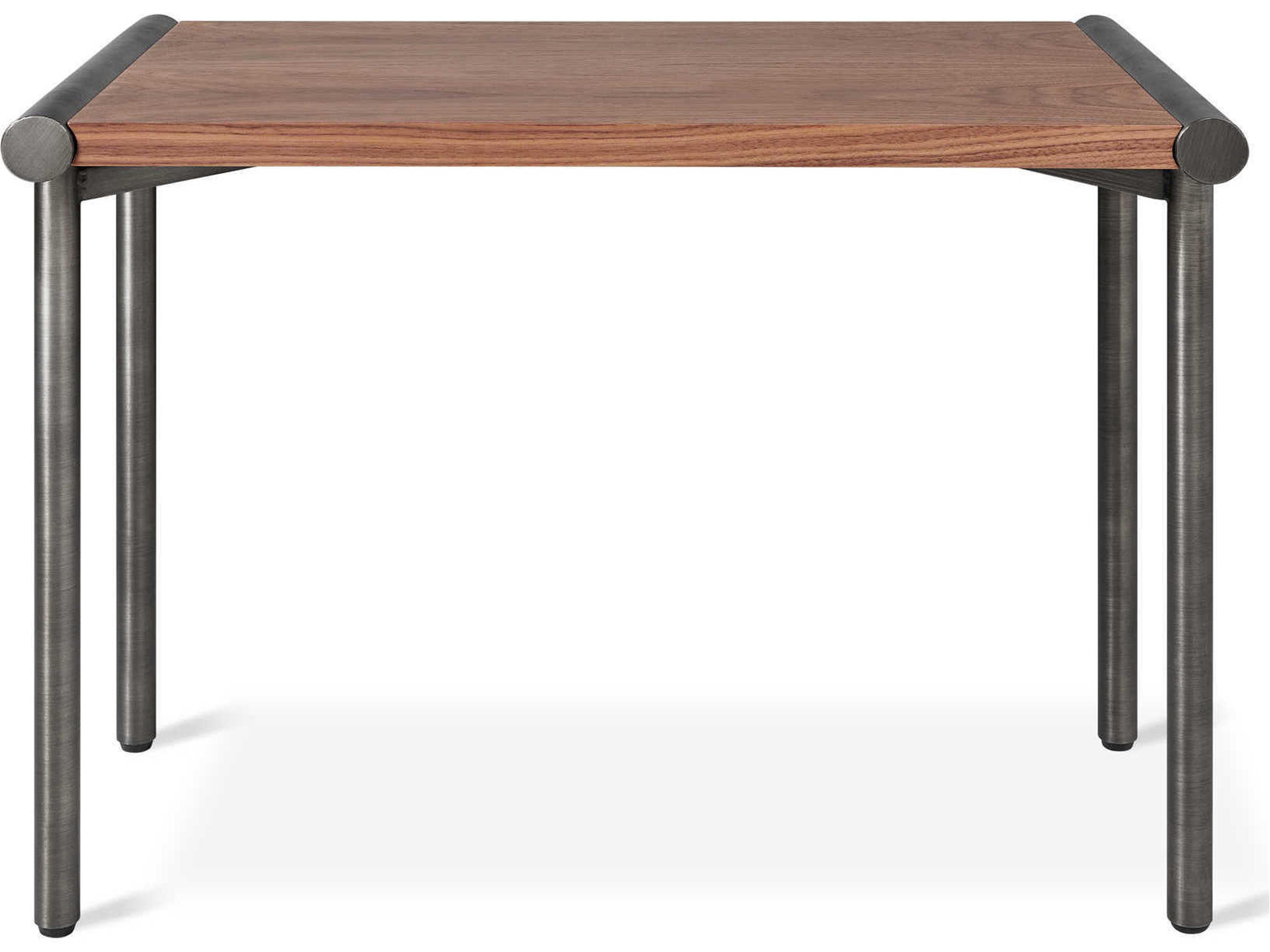 Gus* Modern Manifold Rectangular Wood Walnut Pewter End Table