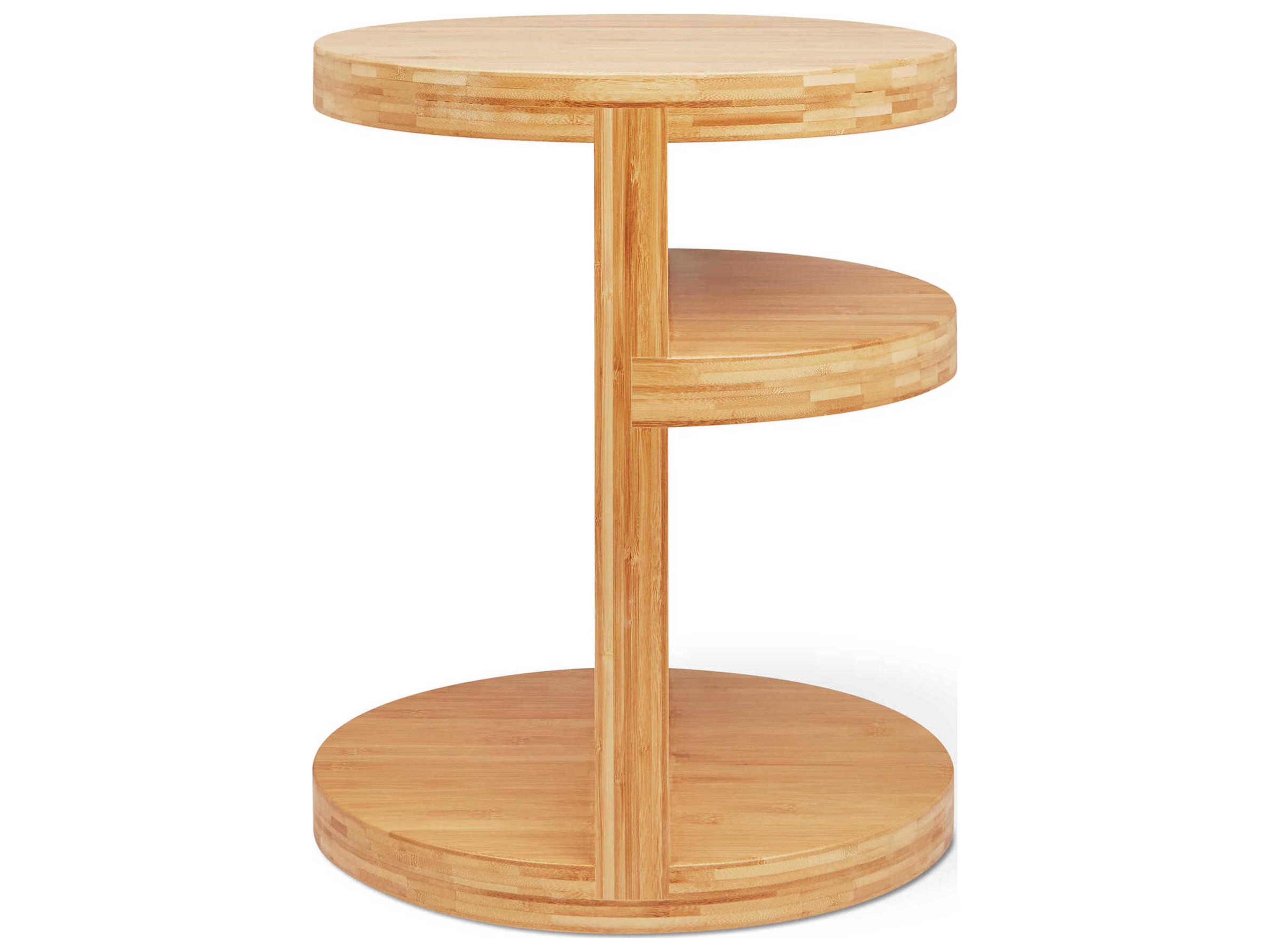 Monument Round Wood Natural Bamboo End Table