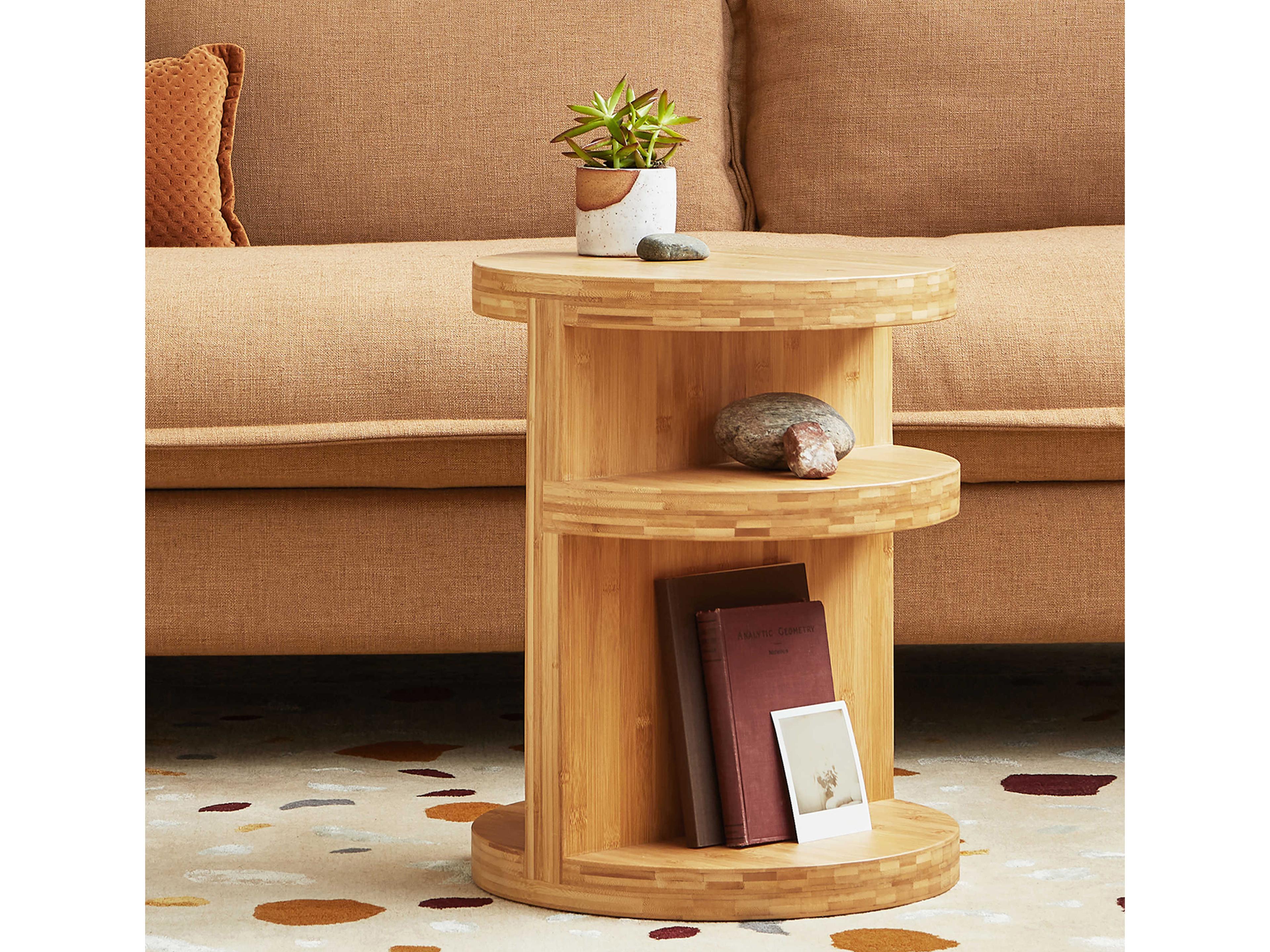 Gus* Modern Monument Round Wood Natural Bamboo End Table