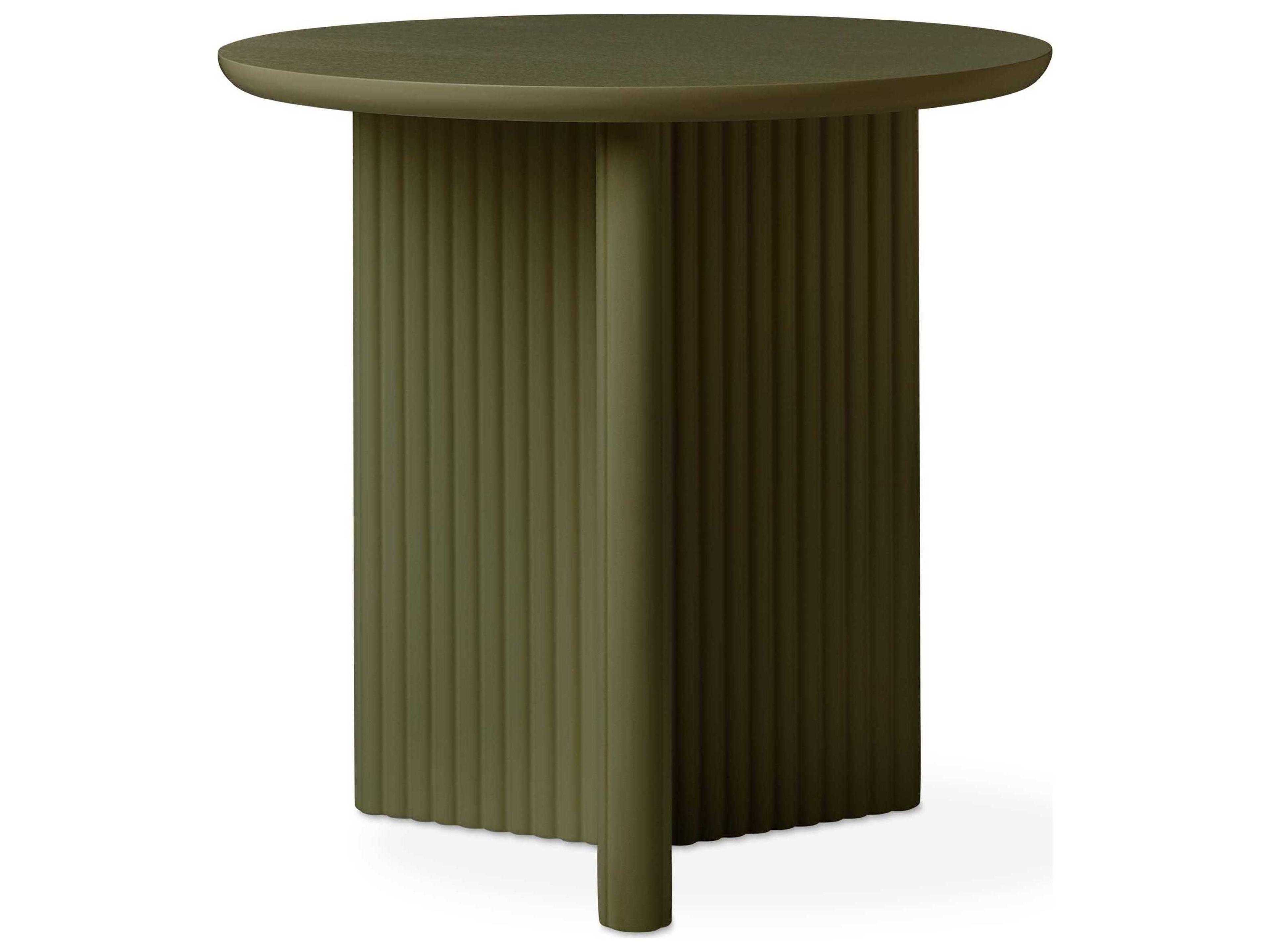 Gus* Modern Odeon Round Wood Olive End Table