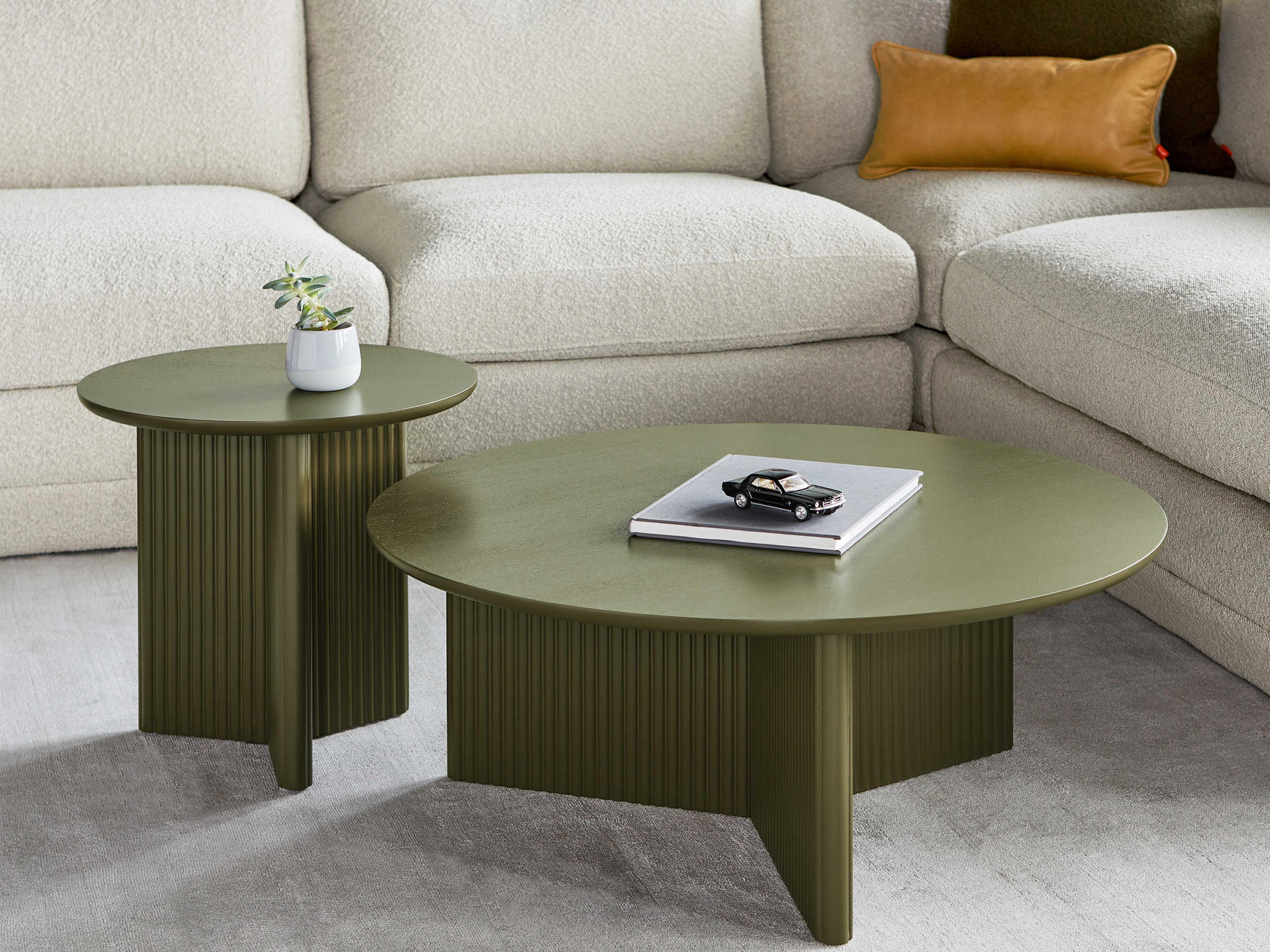 Gus* Modern Odeon Round Wood Olive End Table