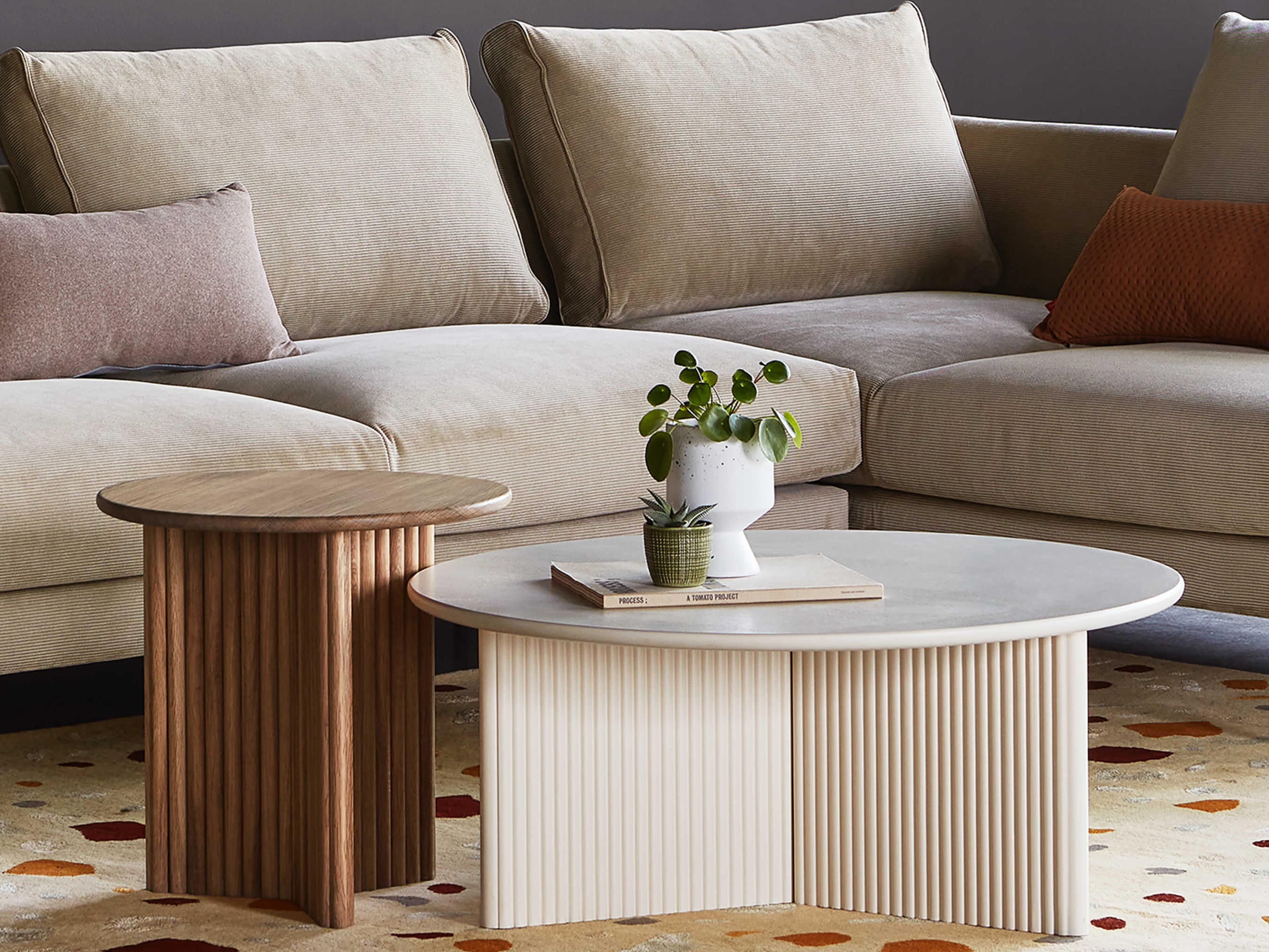 Gus* Modern Odeon Round Wood White Oak End Table