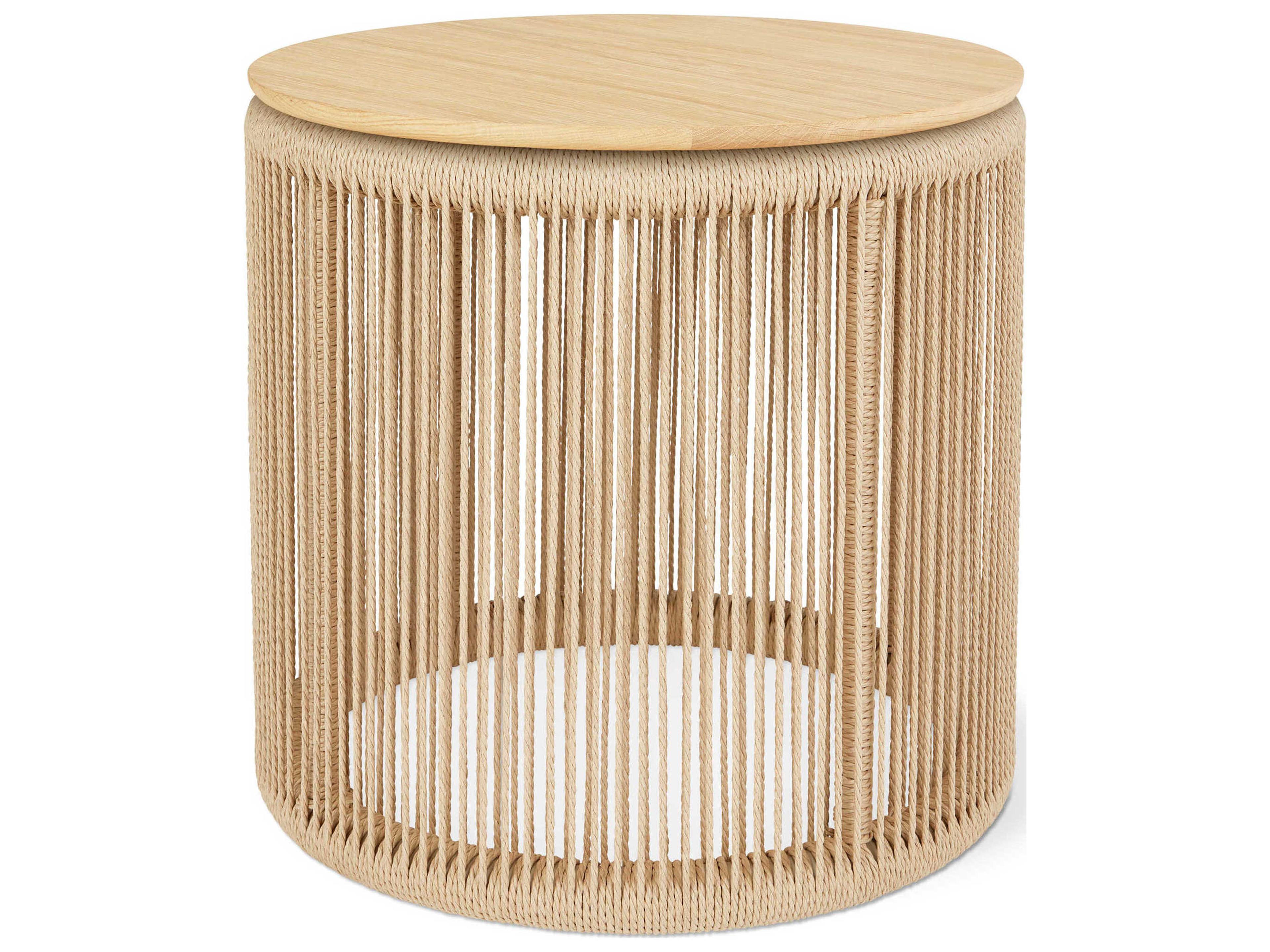 Palma Round Wood White Oak End Table