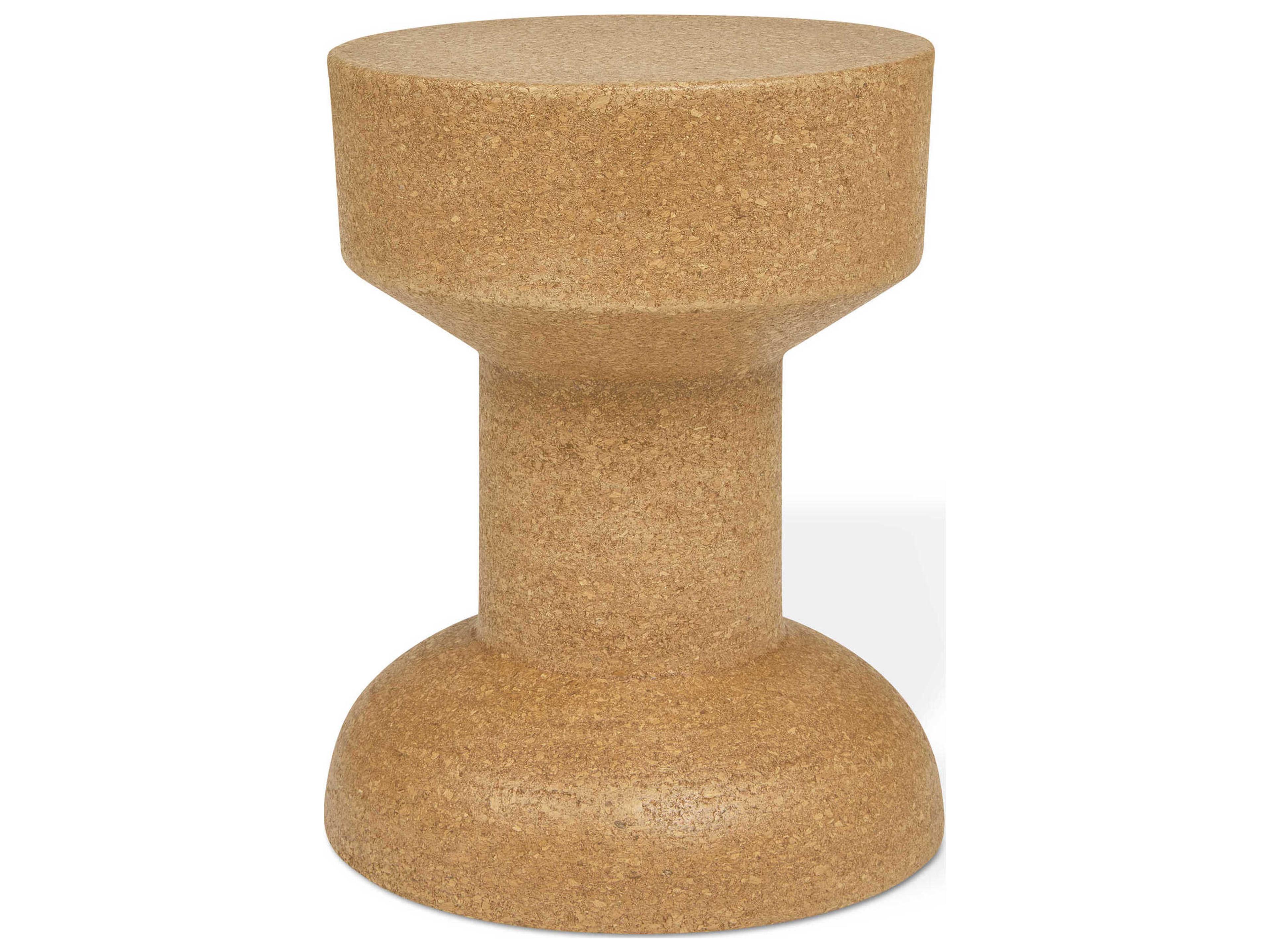 Gus* Modern Trophy Round Wood Cork Honey End Table