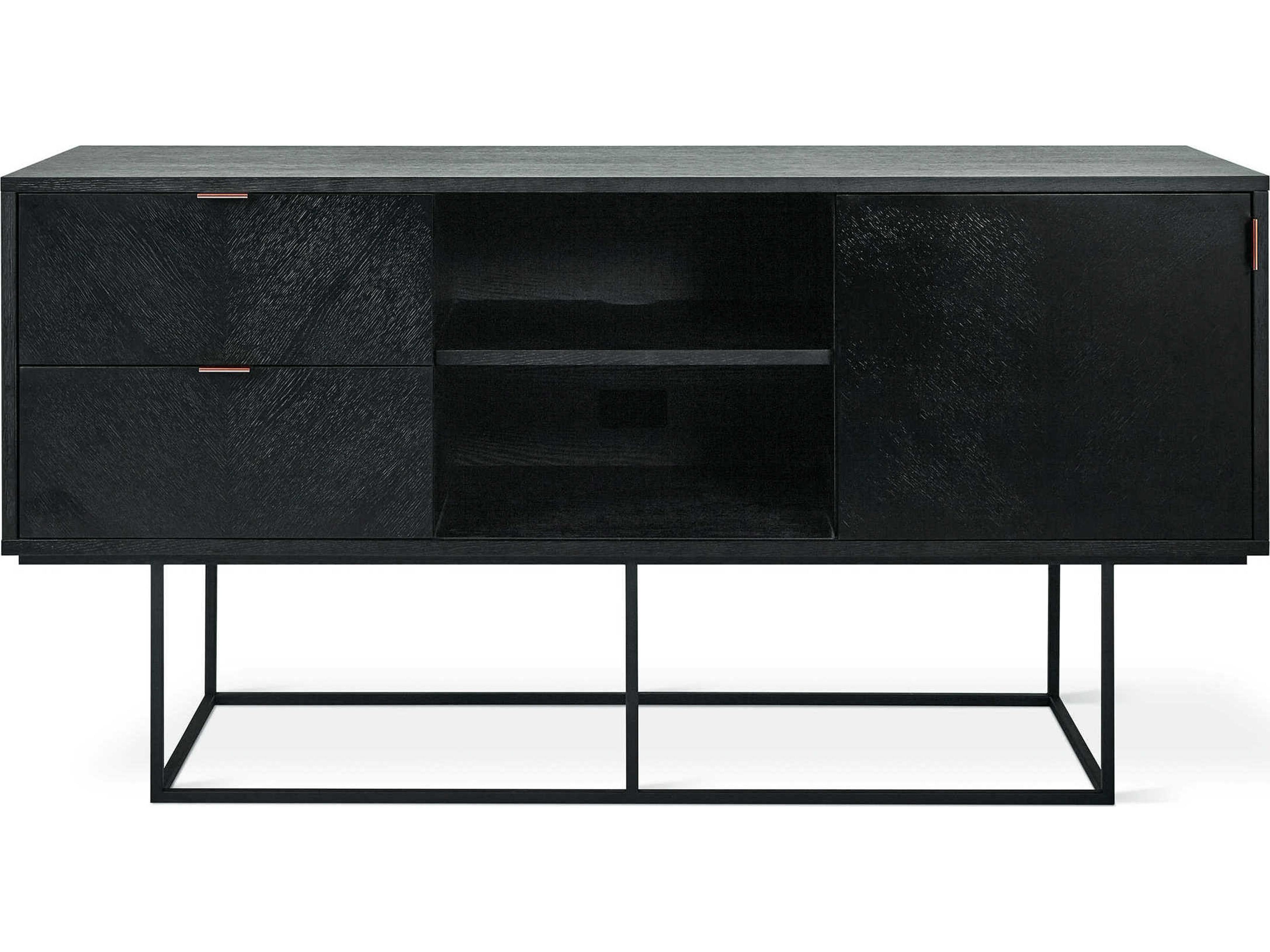 Myles 60" Oak Wood Black Media Console