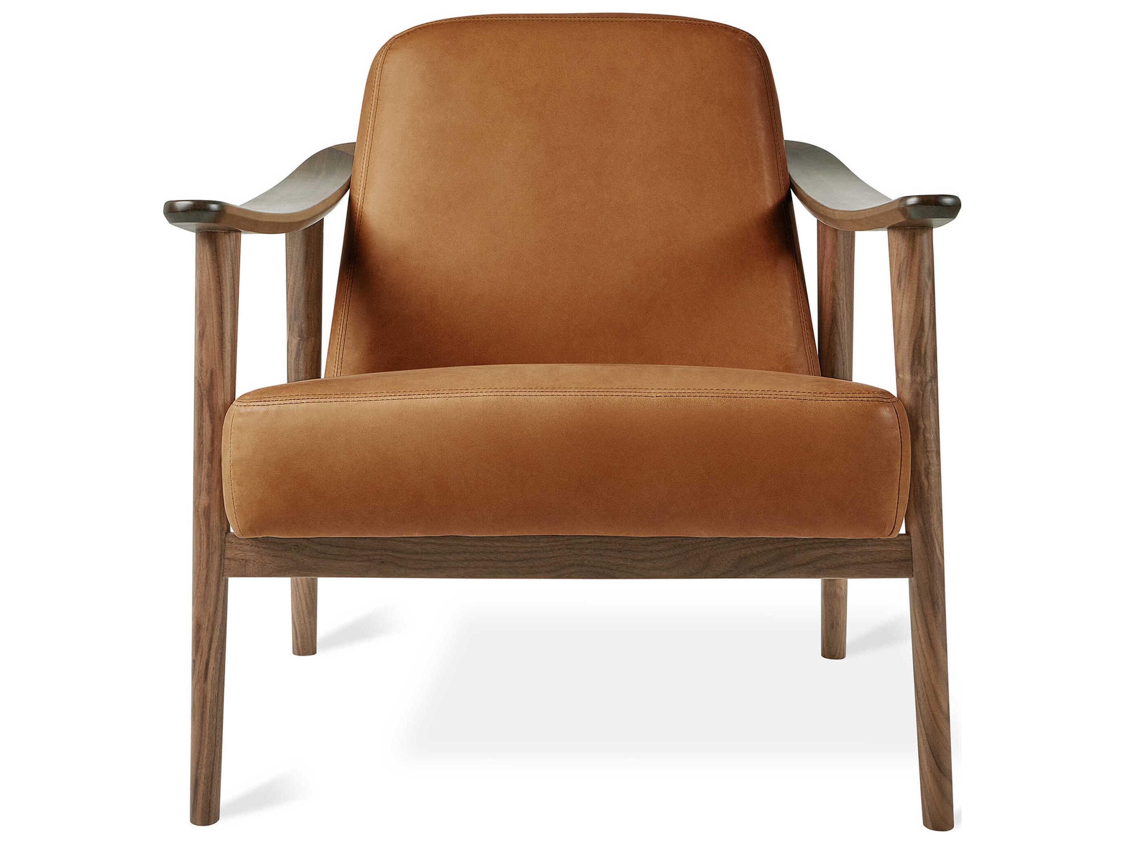 Gus* Modern Baltic Tucson Sienna Walnut Brown Leather Accent Chair