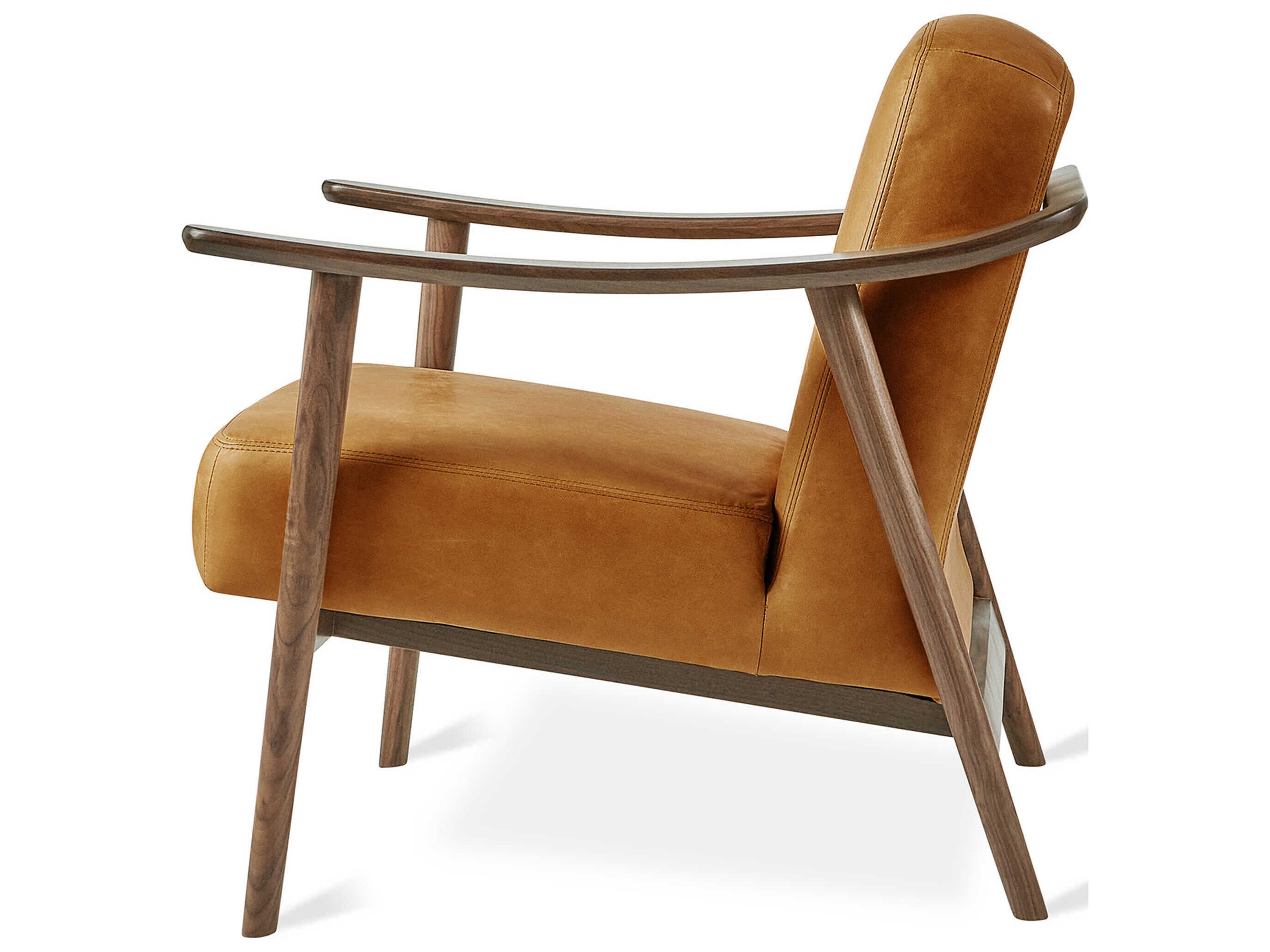 Gus* Modern Baltic Tucson Sienna Walnut Brown Leather Accent Chair