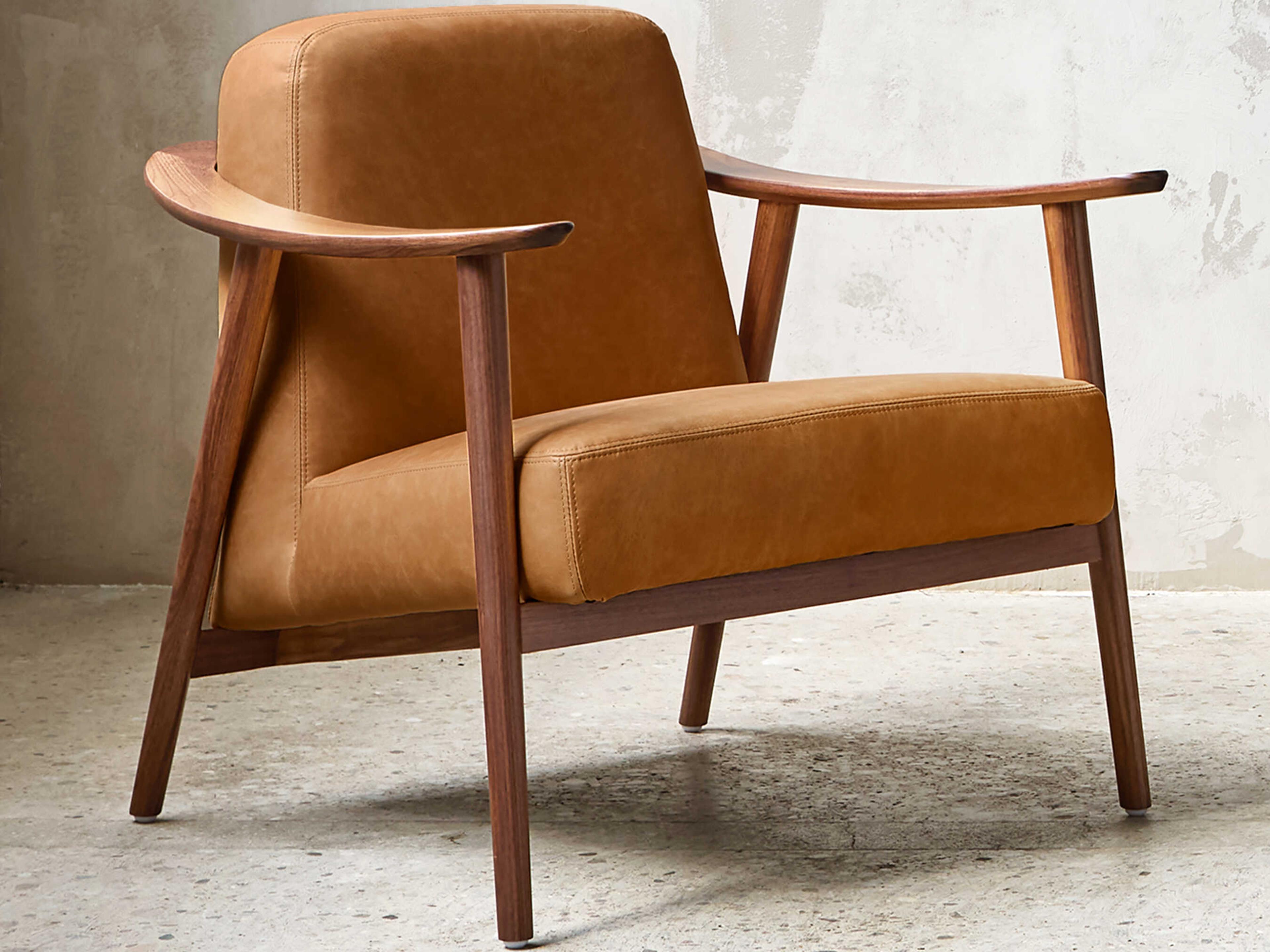 Gus* Modern Baltic Tucson Sienna Walnut Brown Leather Accent Chair