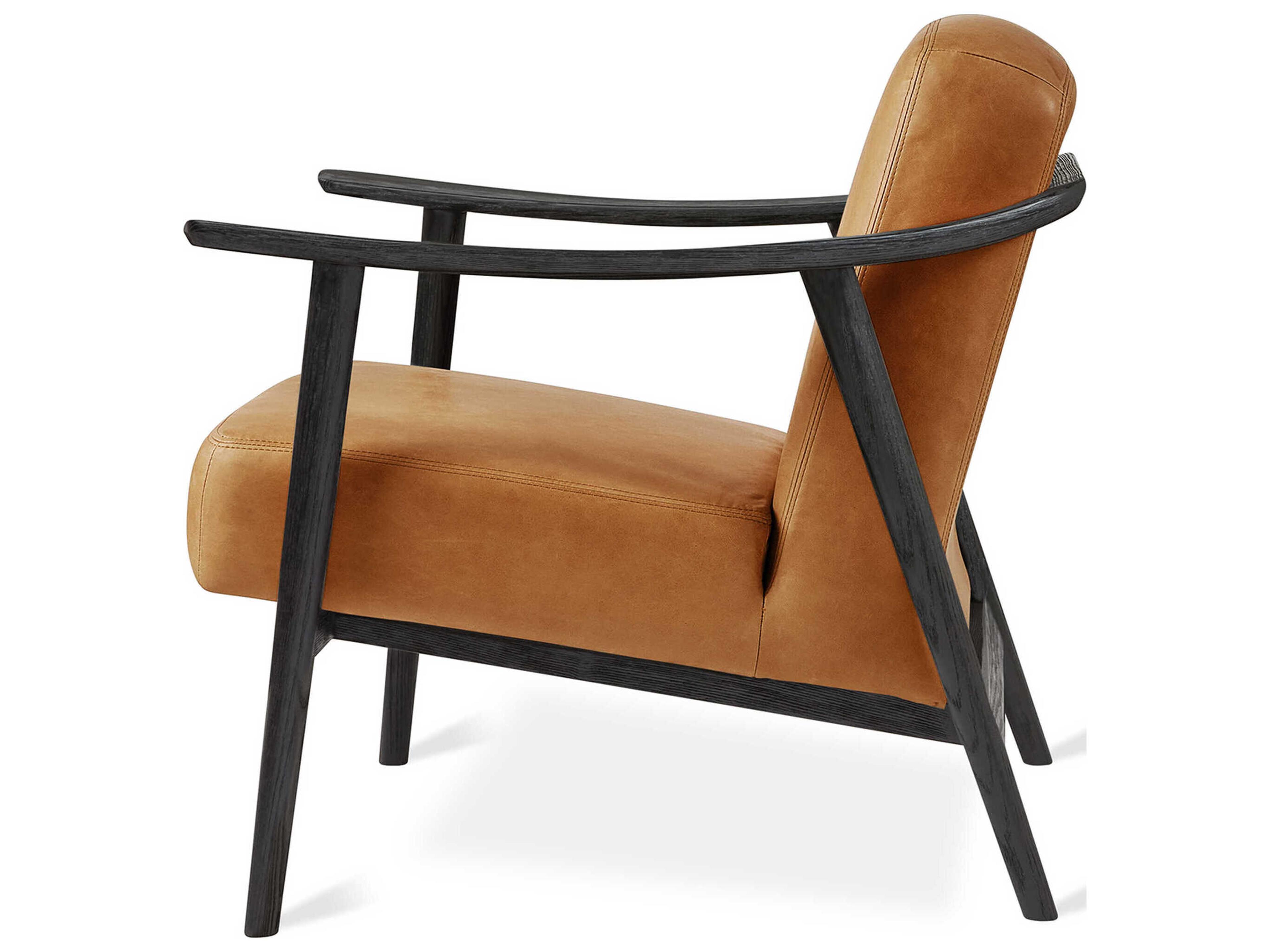 Gus* Modern Baltic Tucson Sienna Ash Black Brown Leather Accent Chair