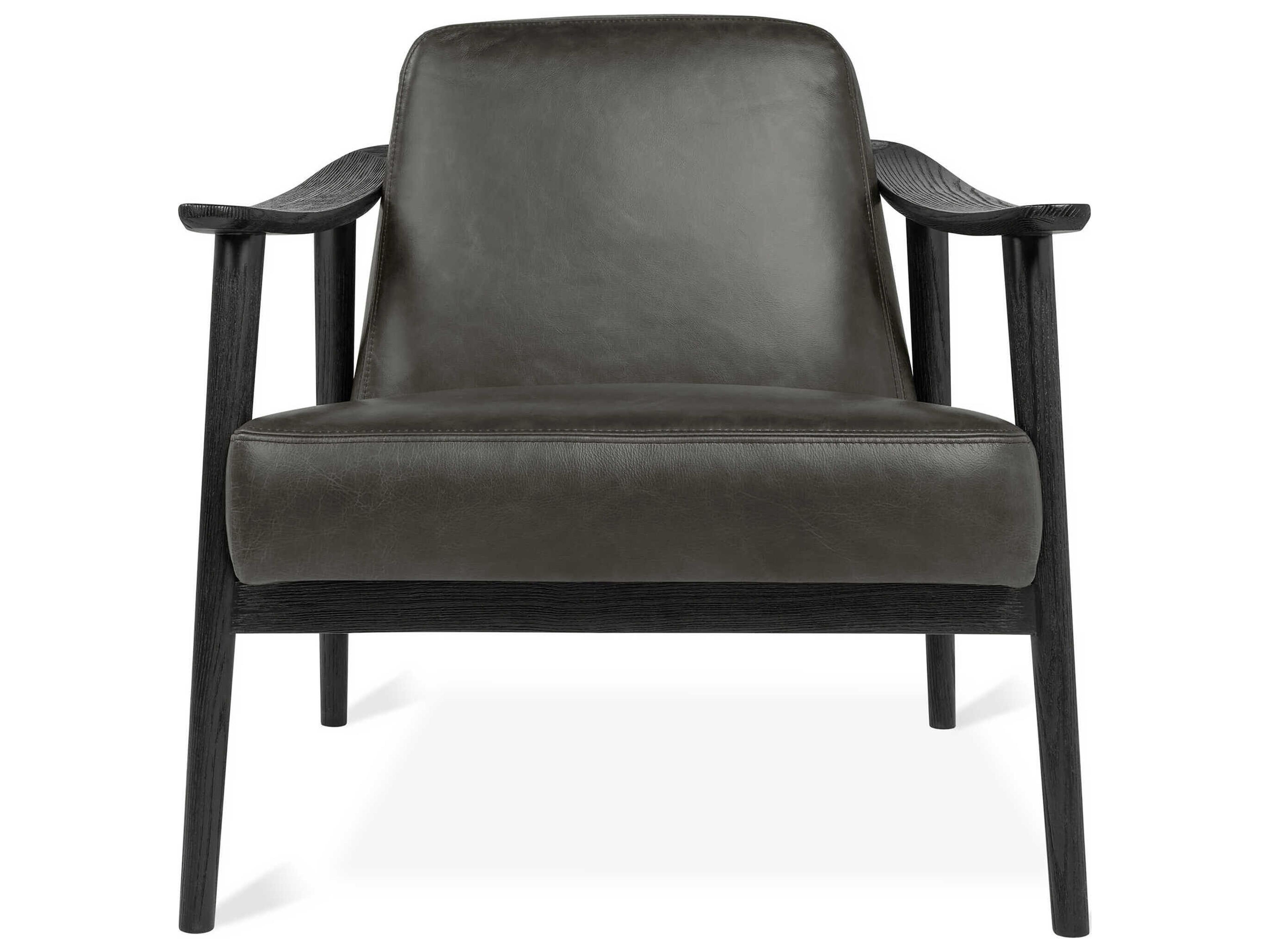 Gus* Modern Baltic Tucson Charcoal Ash Black Black Leather Accent Chair