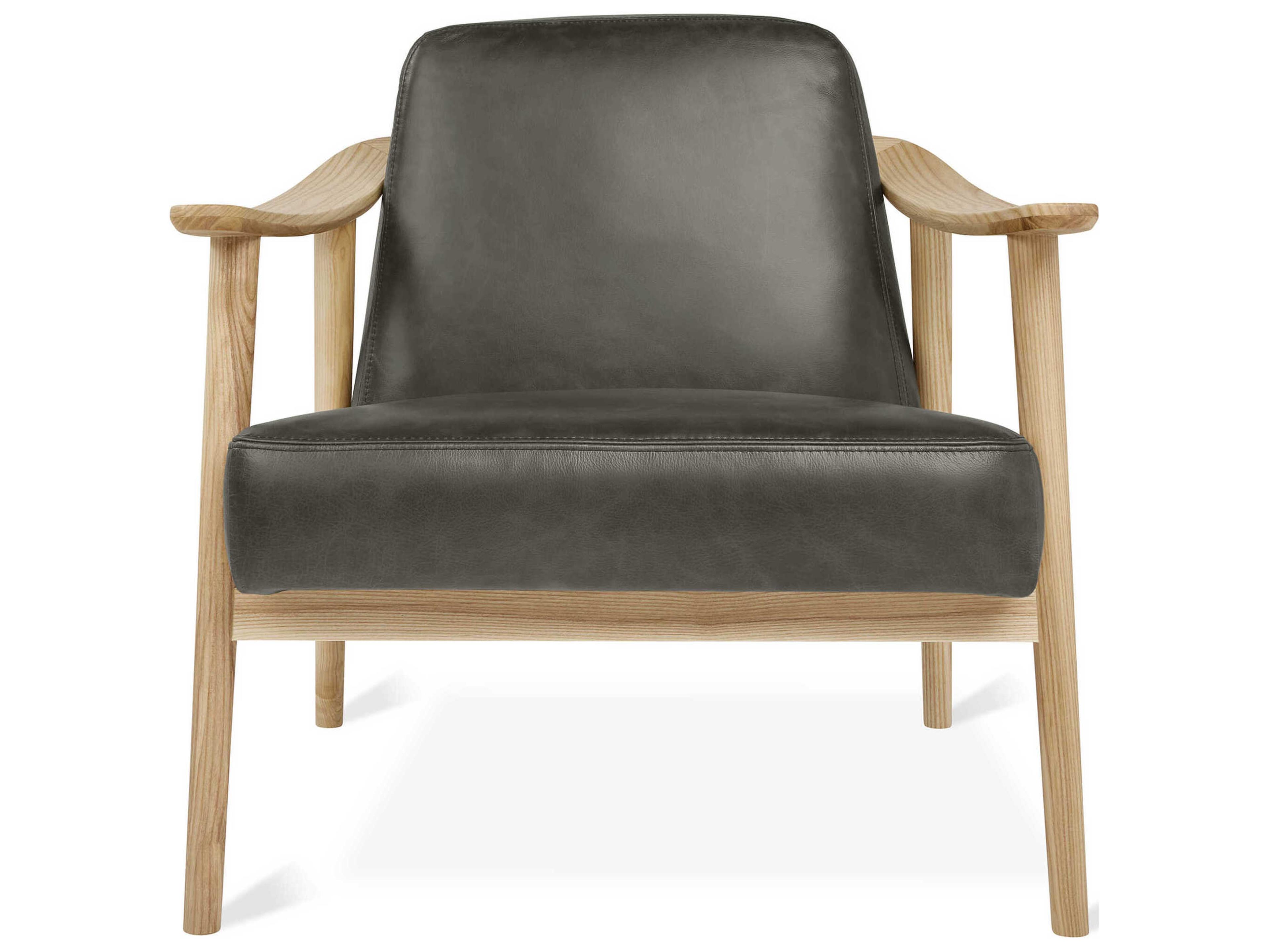 Gus* Modern Baltic Tucson Charcoal Ash Natural Black Leather Accent Chair
