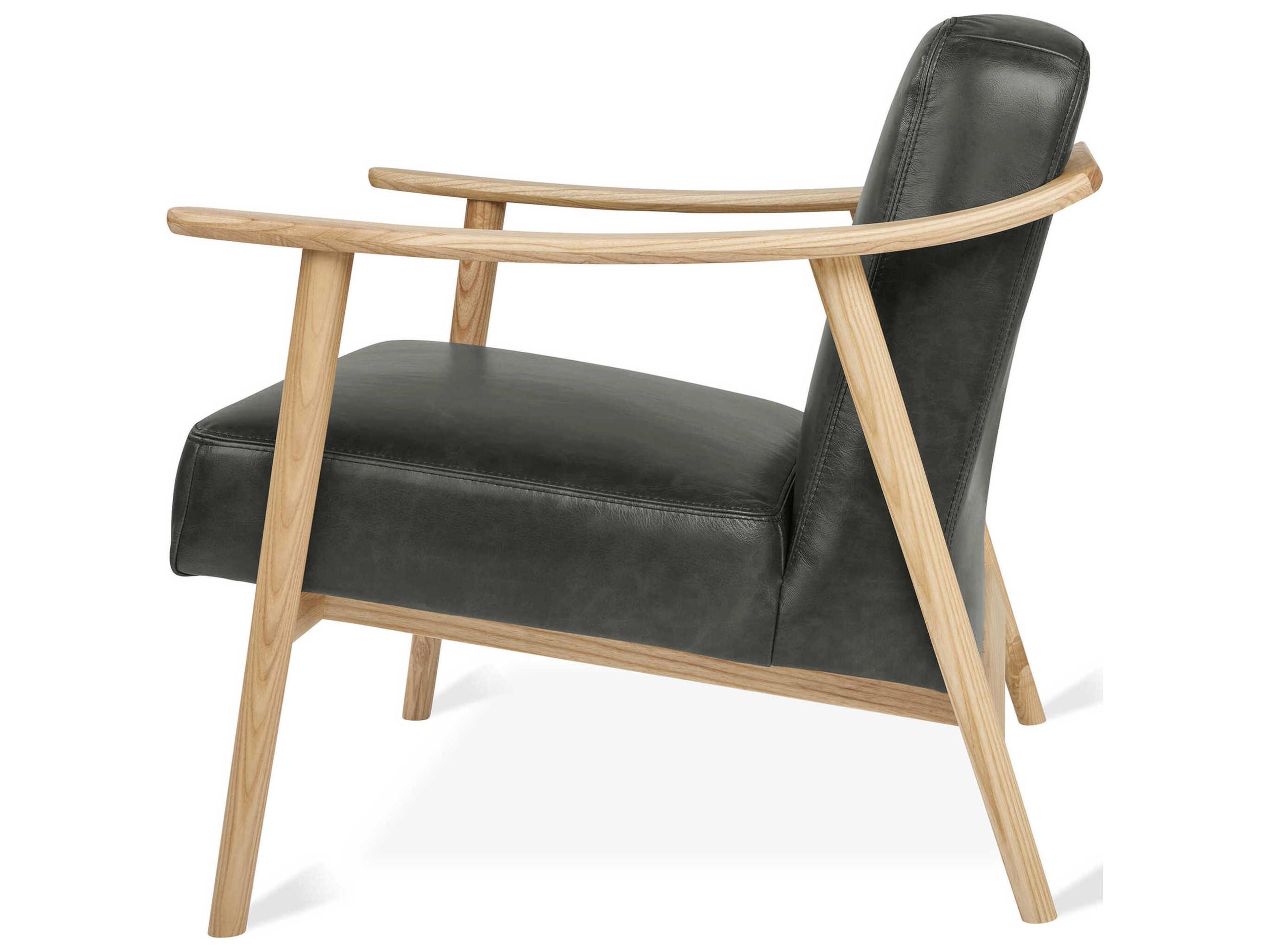 Gus* Modern Baltic Tucson Charcoal Ash Natural Black Leather Accent Chair