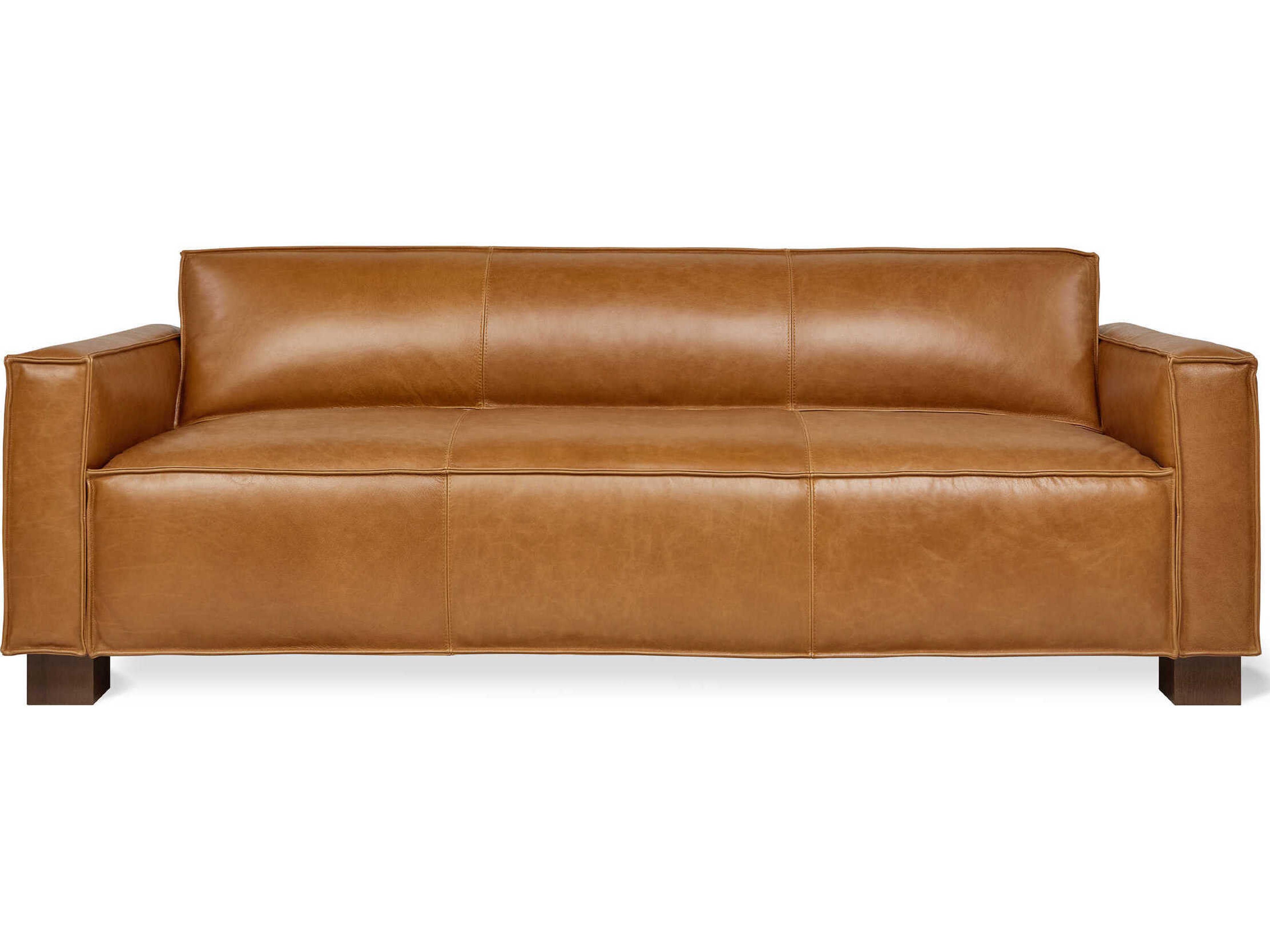 Gus* Modern Cabot Tucson Sienna Leather Brown Sofa