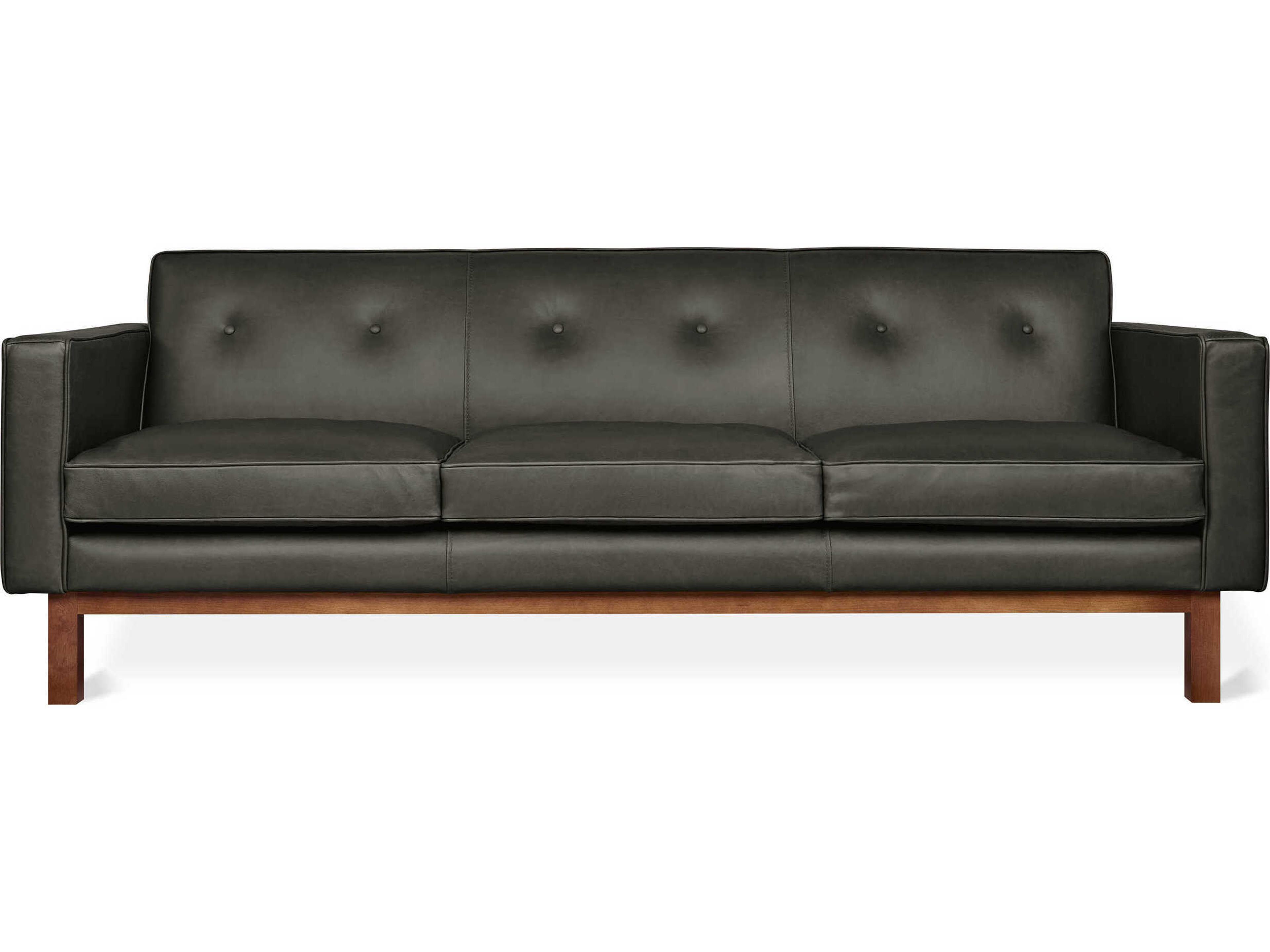 Gus* Modern Embassy Tucson Char Leather Black Sofa