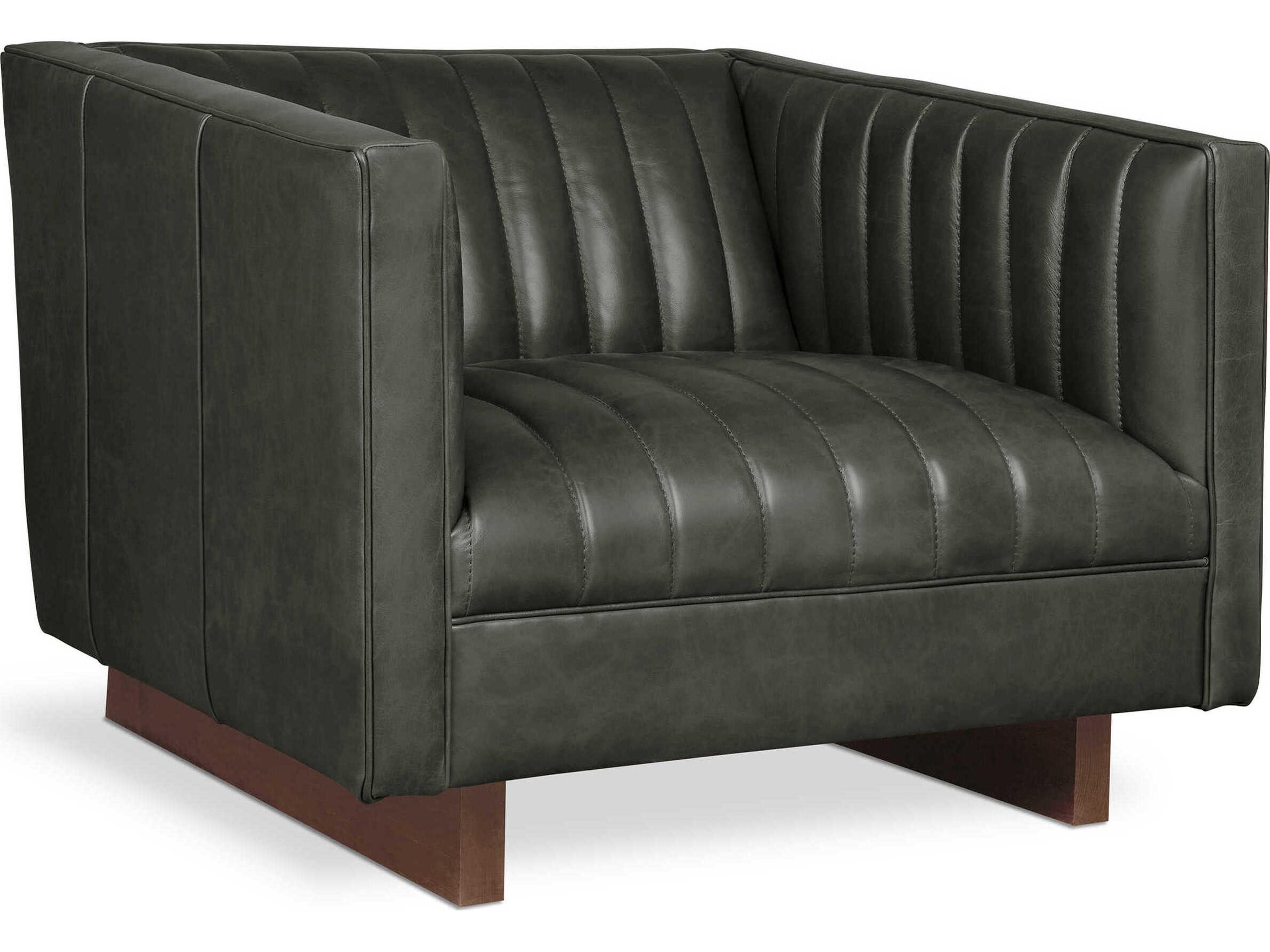 Wallace Charcoal Black Leather Accent Chair