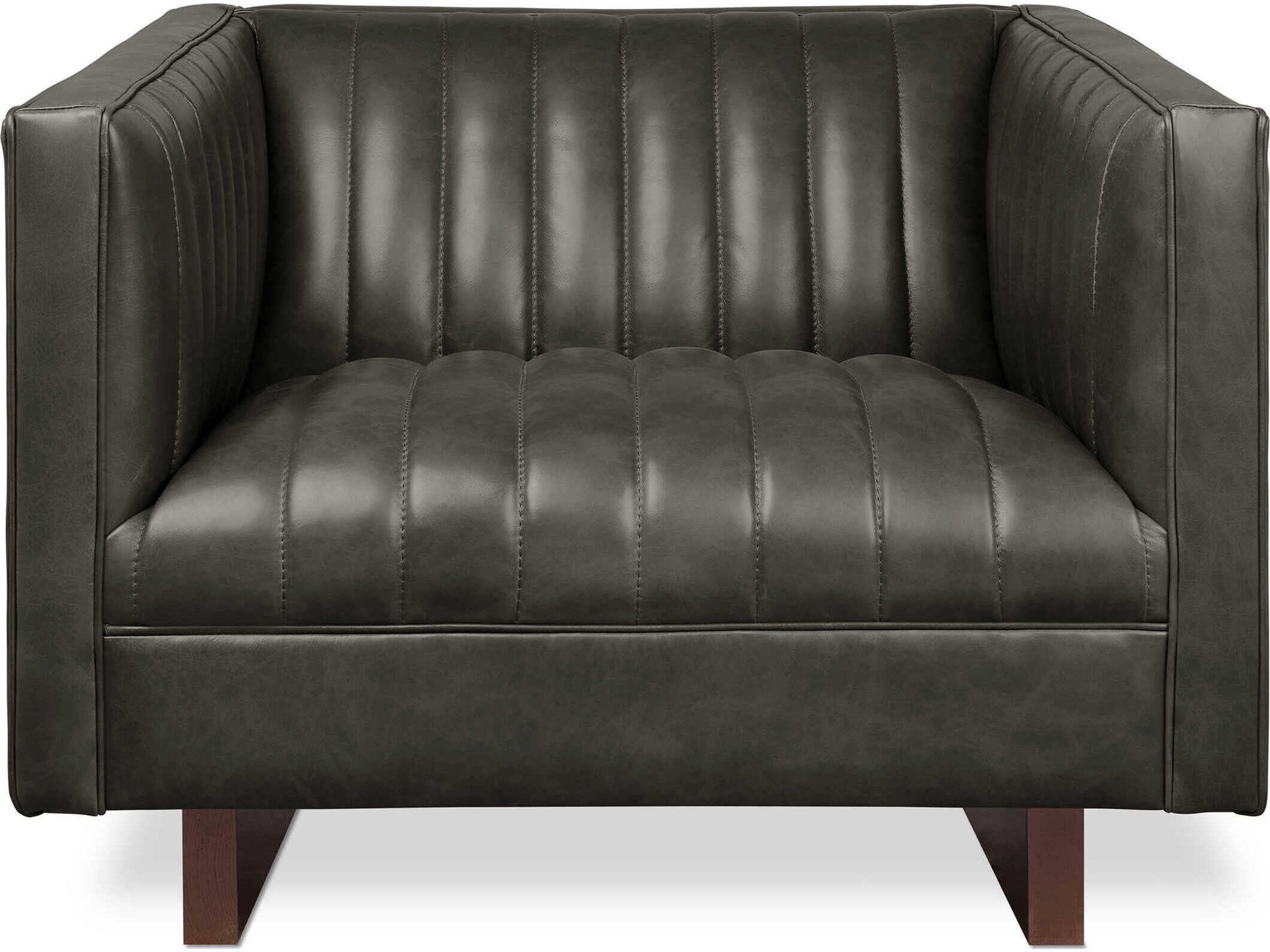 Gus* Modern Wallace Charcoal Black Leather Accent Chair